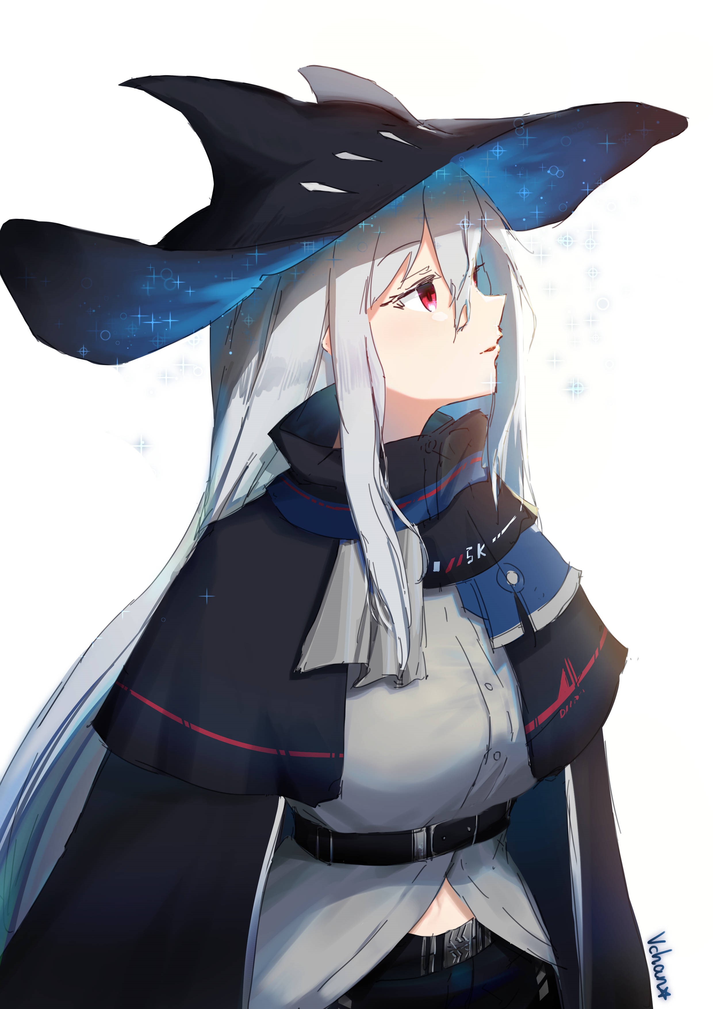 Skadi from Arknights wearing a witch hat HD Phone Wallpaper