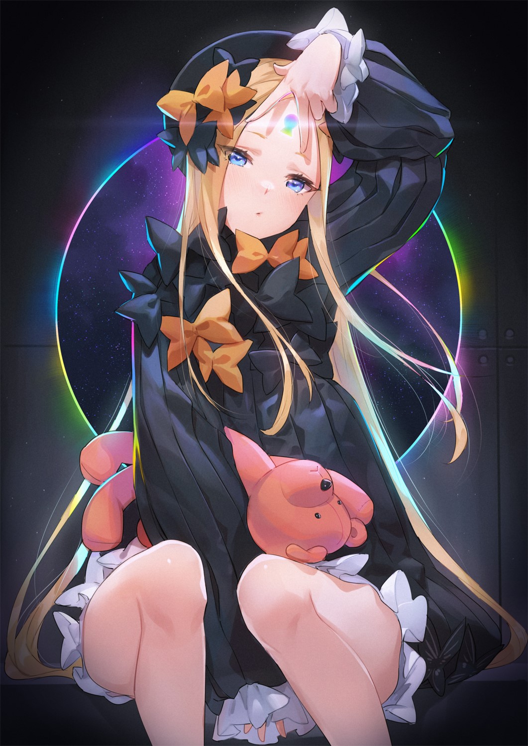 Anime girl with blonde hair and black dress HD Phone Wallpaper