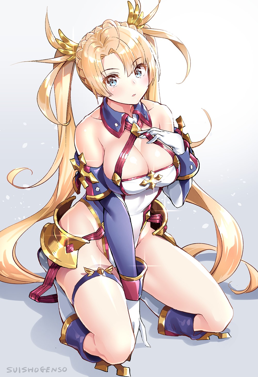 Anime girl with blonde hair and blue eyes HD Phone Wallpaper