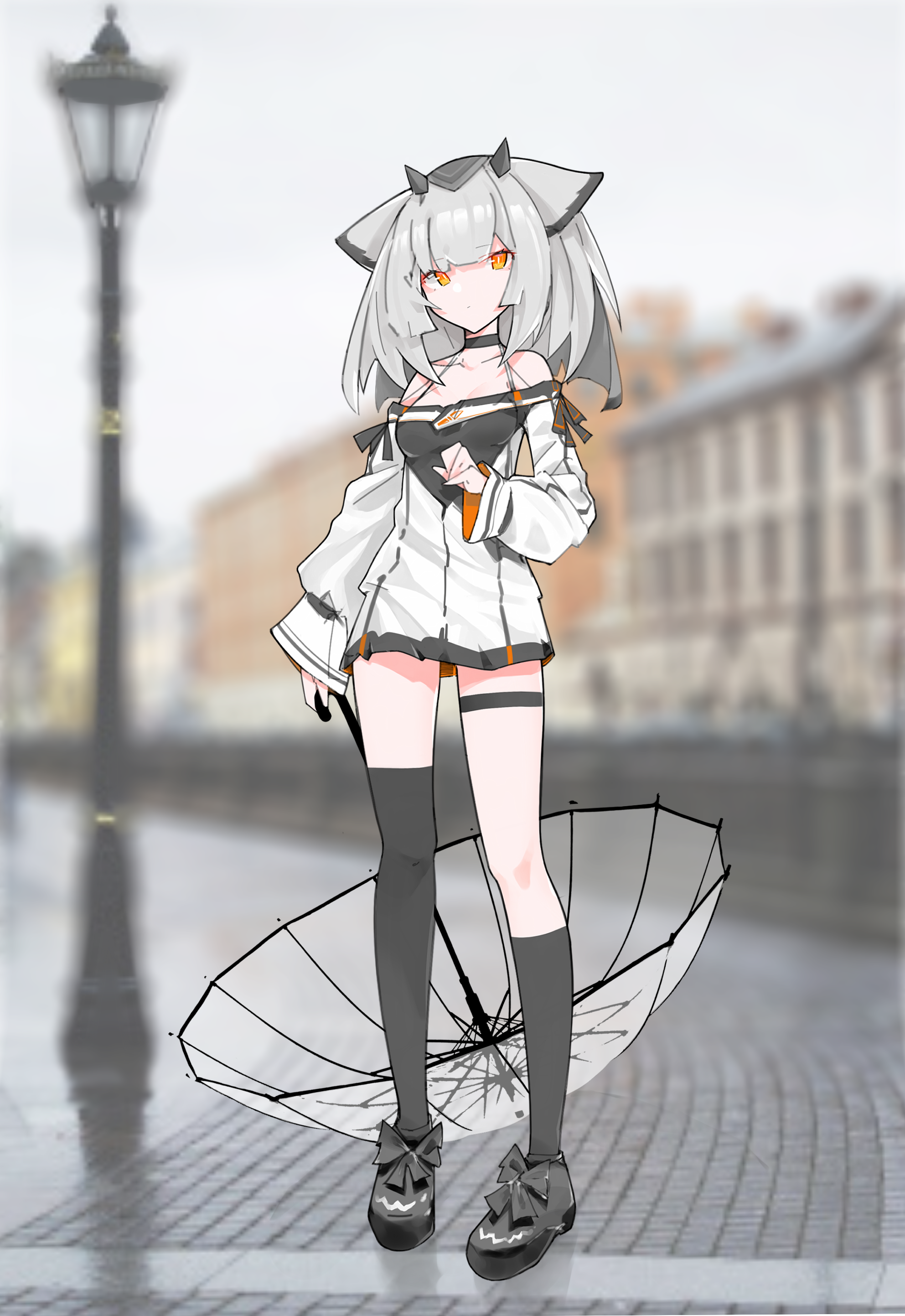 Anime girl with umbrella in the rain HD Phone Wallpaper