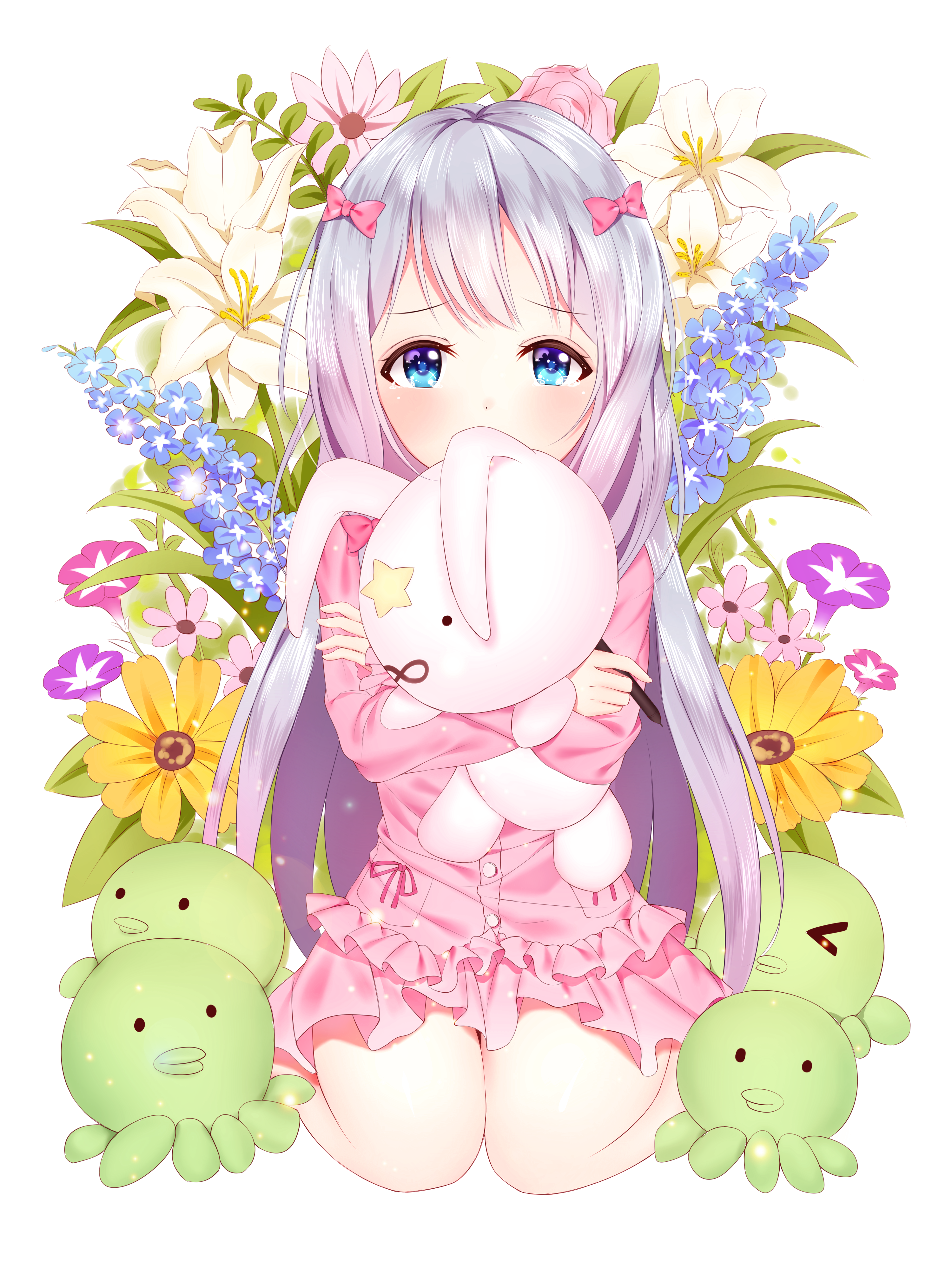 Sagiri Izumi from Eromanga-sensei with plush toy HD Phone Wallpaper