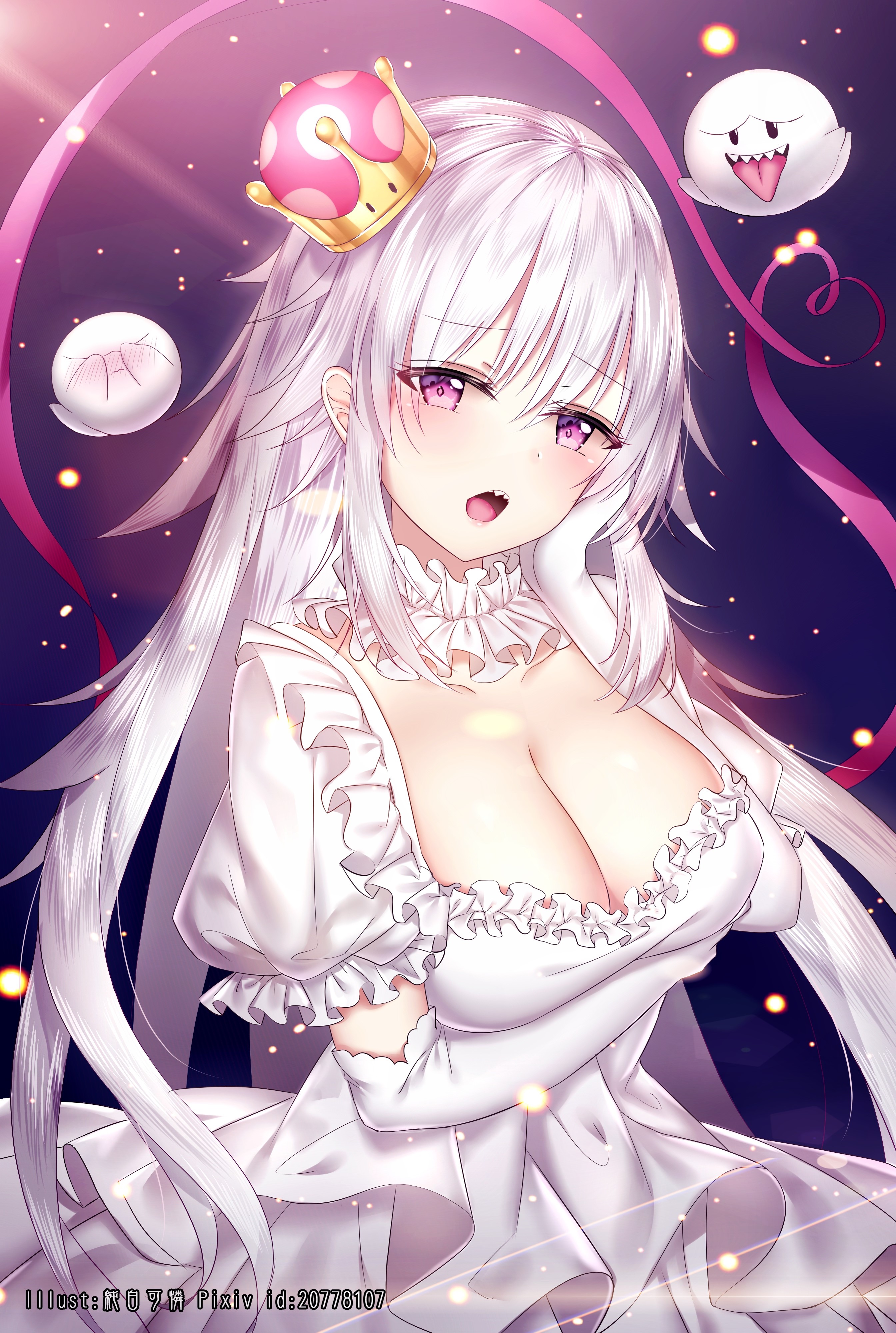 Boosette wearing a crown and white dress HD Phone Wallpaper