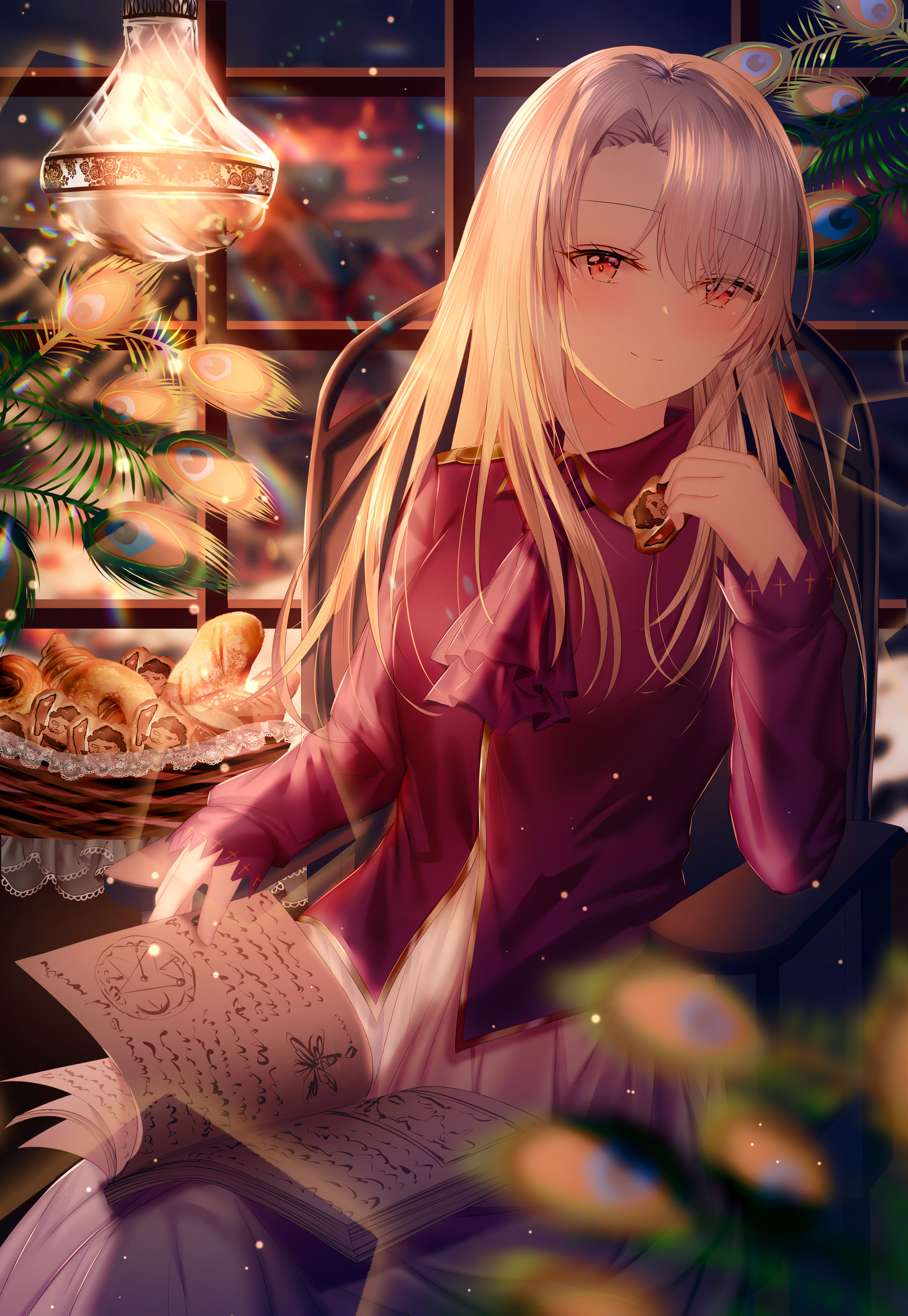 Illyasviel von Einzbern from Fate/Stay Night reading a book HD Phone Wallpaper