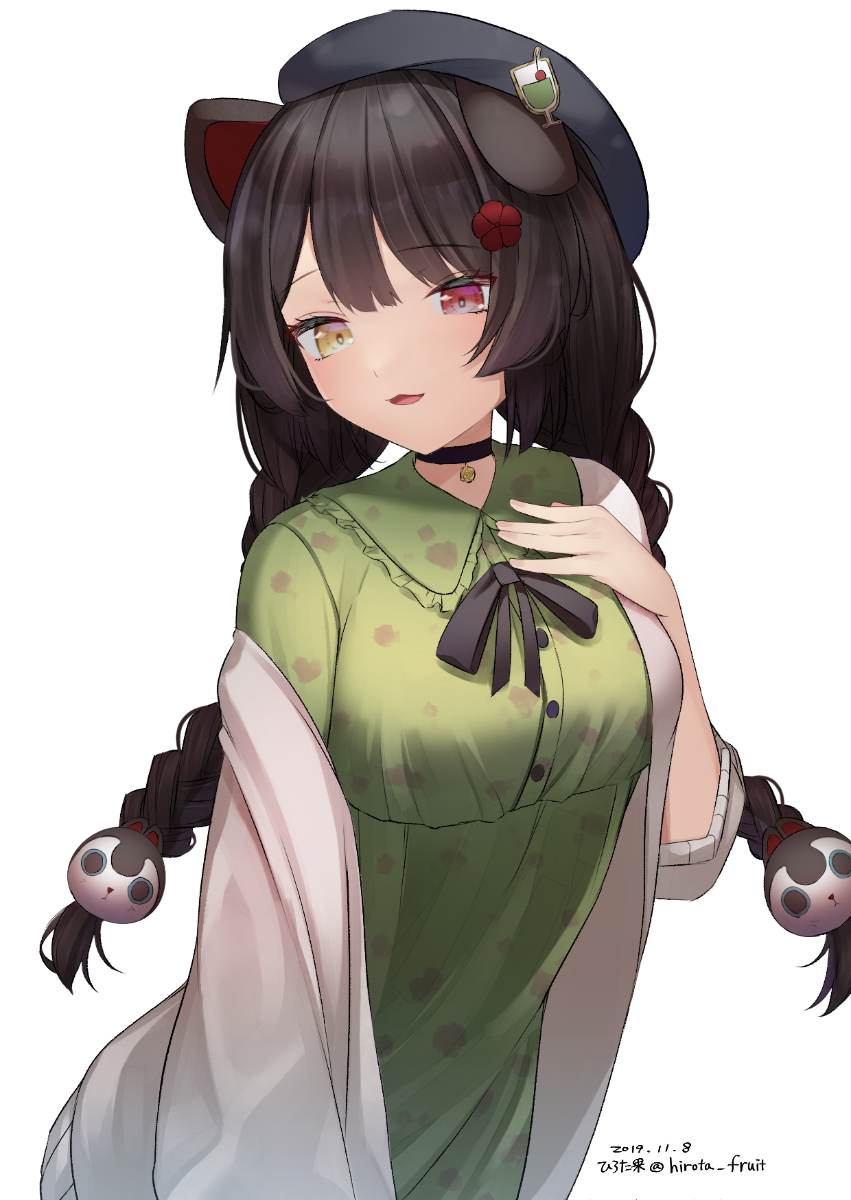 Anime girl with brown hair and cat ears HD Phone Wallpaper