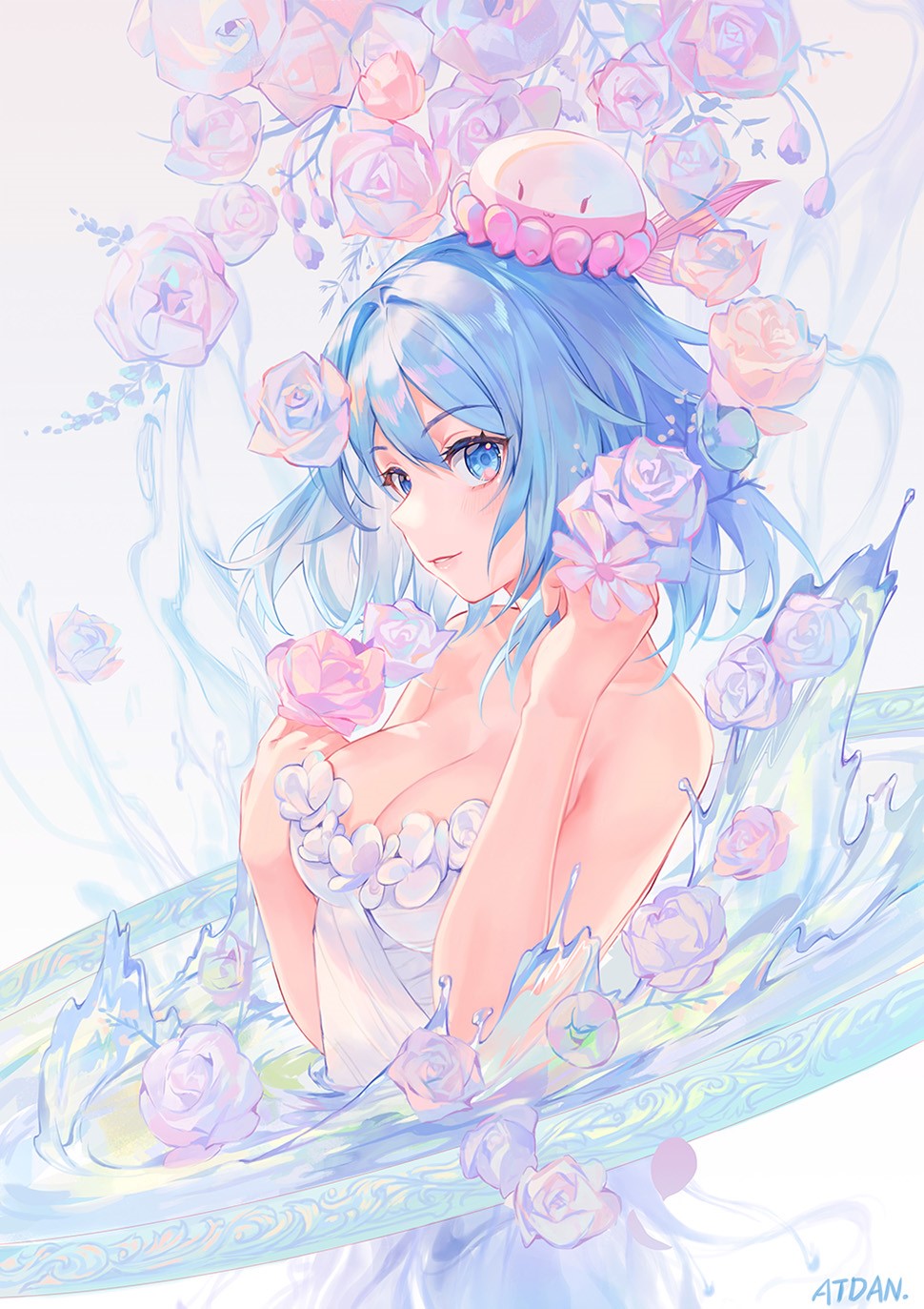 Haiyi from Synthesizer V surrounded by roses HD Phone Wallpaper