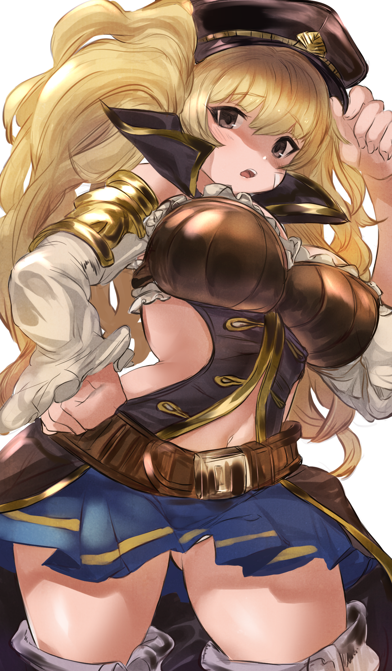 Anime girl with blonde pigtails in a military outfit HD Phone Wallpaper