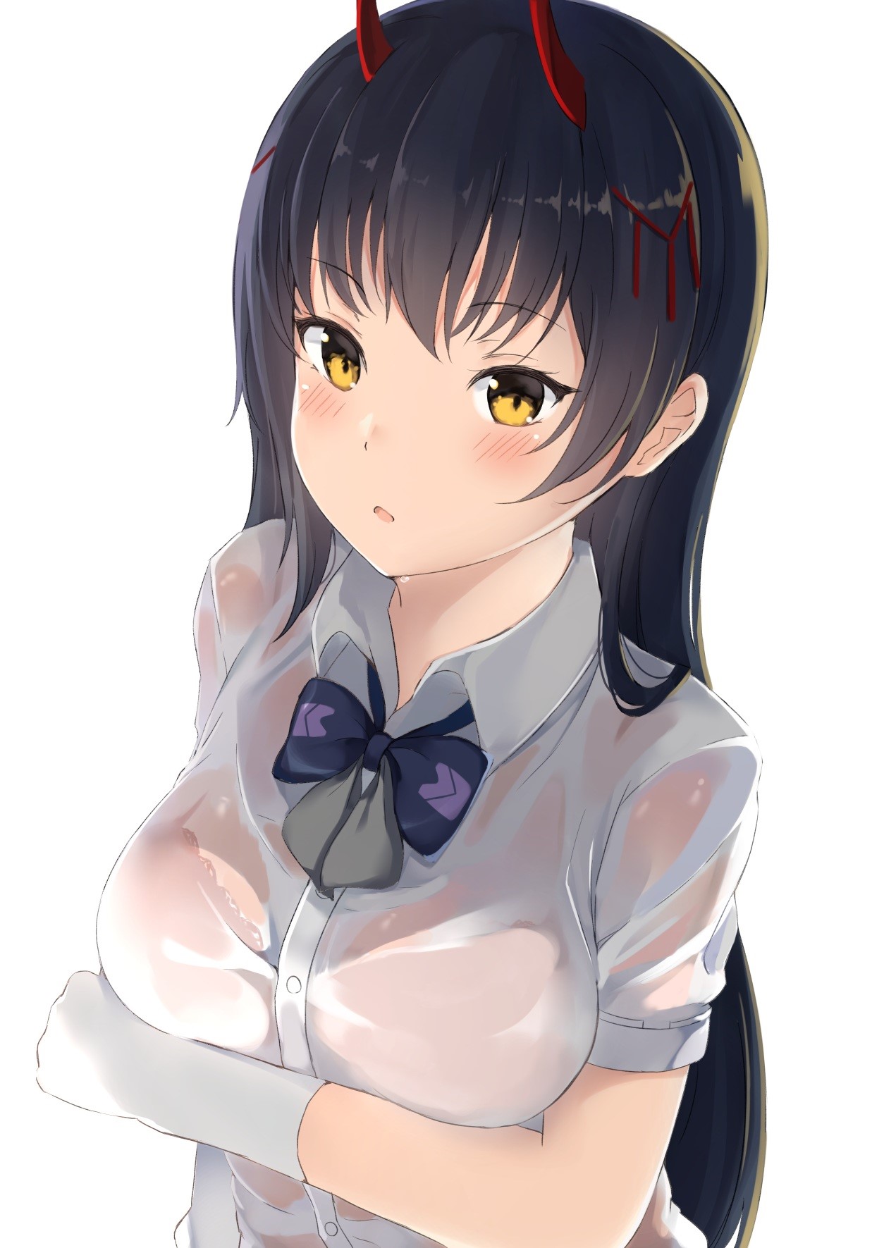 Suzuya from Azur Lane in a wet blouse HD Phone Wallpaper