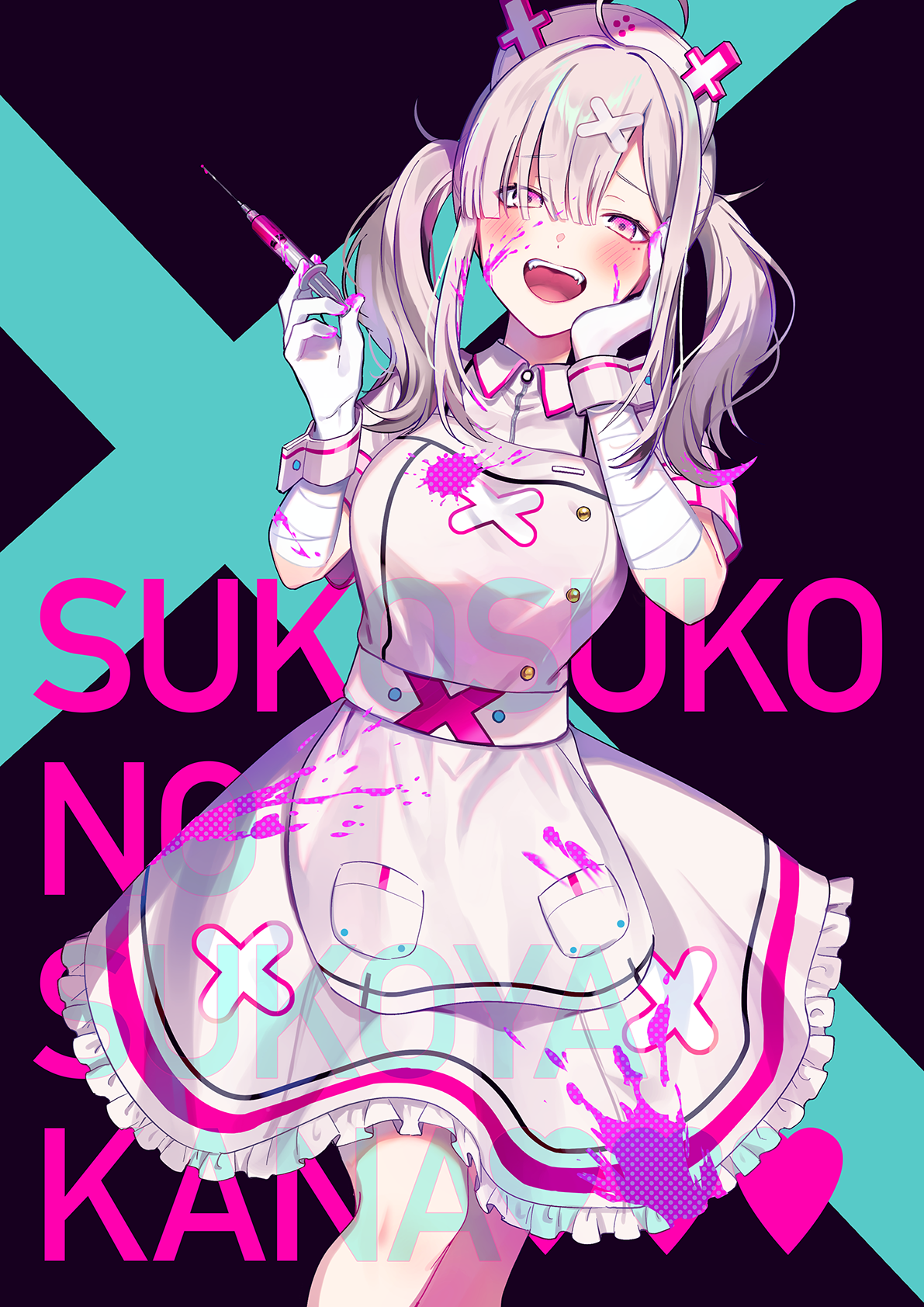 Anime girl in nurse outfit holding syringe HD Phone Wallpaper