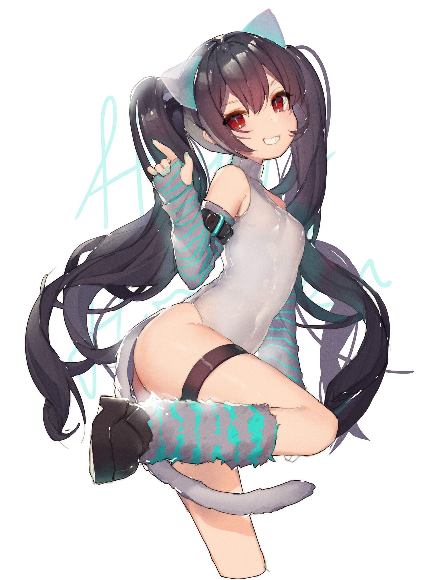 Anime girl with cat ears and pigtails HD Phone Wallpaper