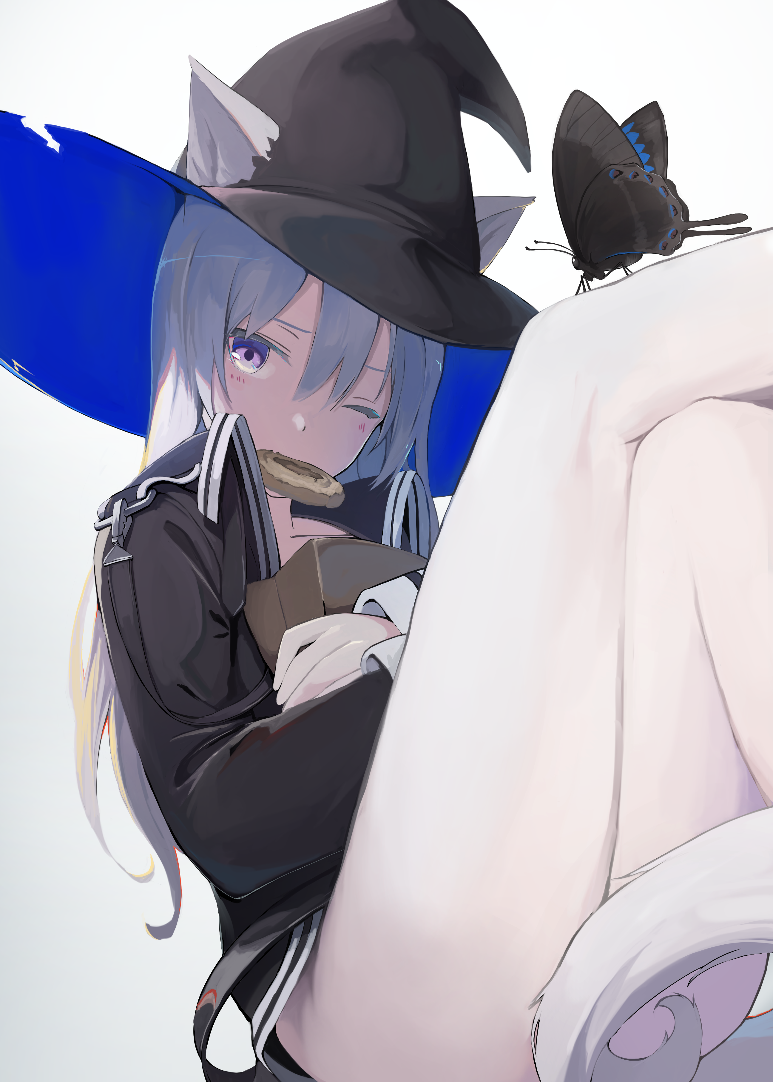 Witch girl with cat ears eating a cookie HD Phone Wallpaper