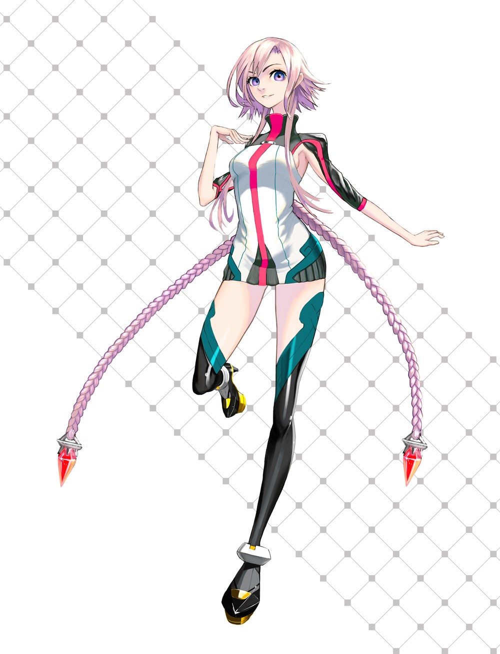 Anime girl with purple hair and braided pigtails HD Phone Wallpaper