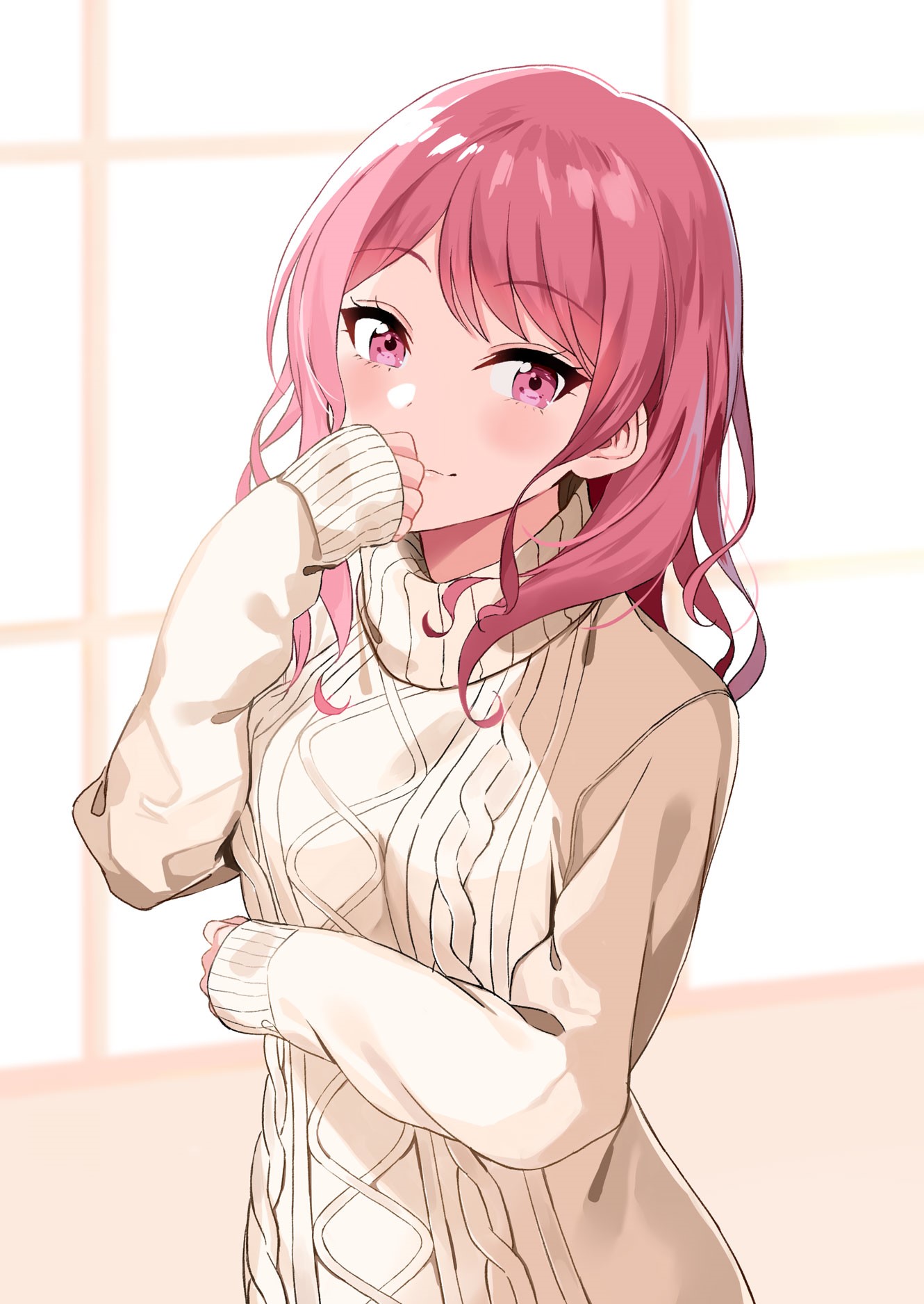 Aya Maruyama from BanG Dream! wearing a sweater HD Phone Wallpaper