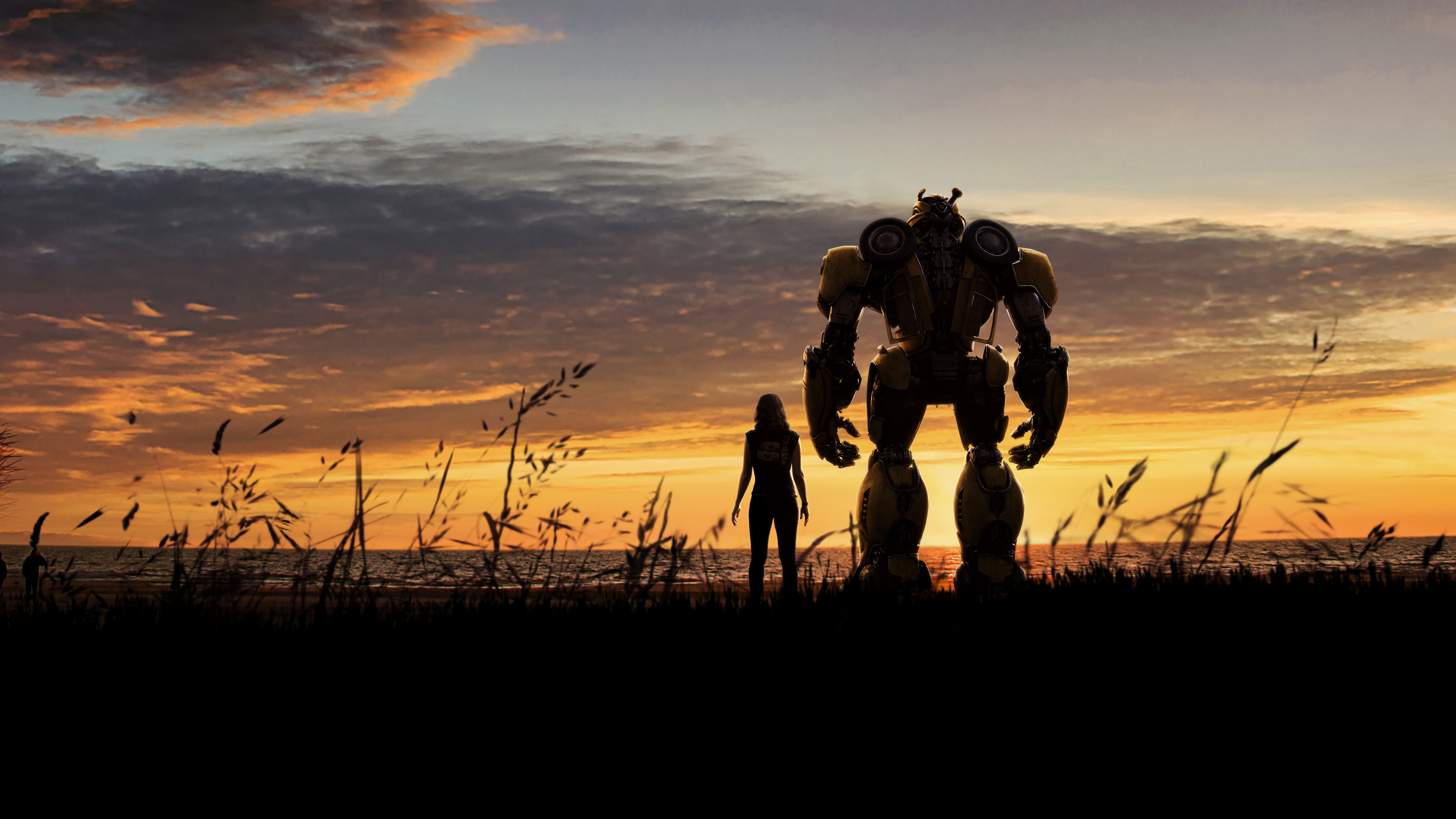 Bumblebee and a girl at sunset HD Wallpaper