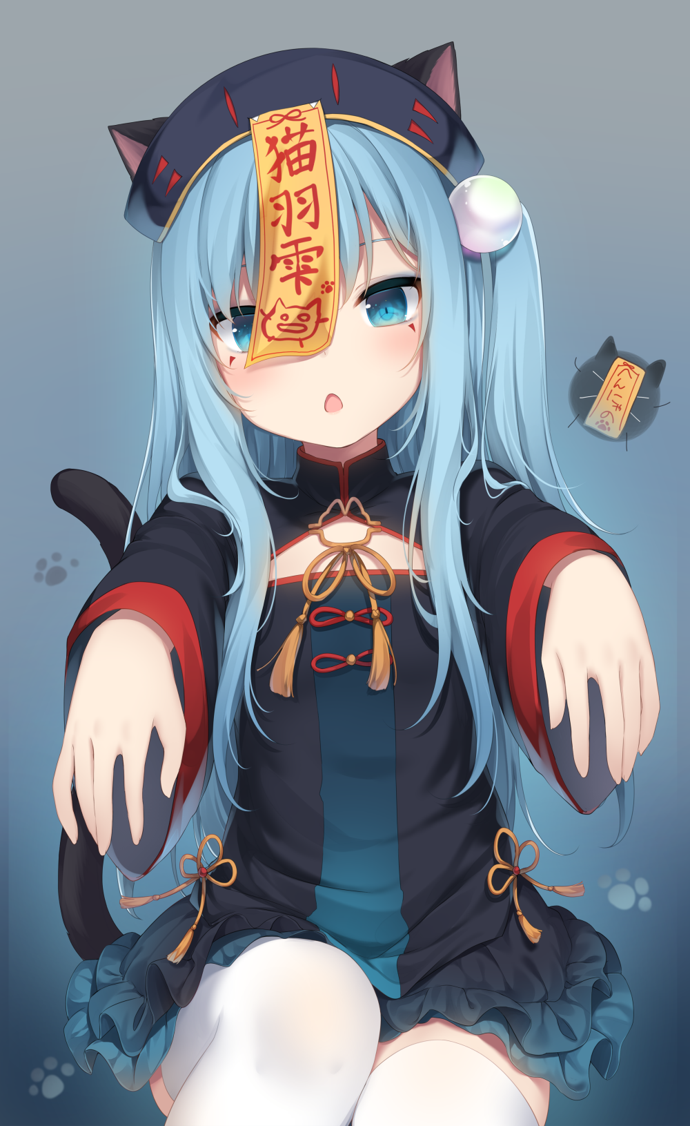 Anime girl with cat ears and Chinese dress HD Phone Wallpaper