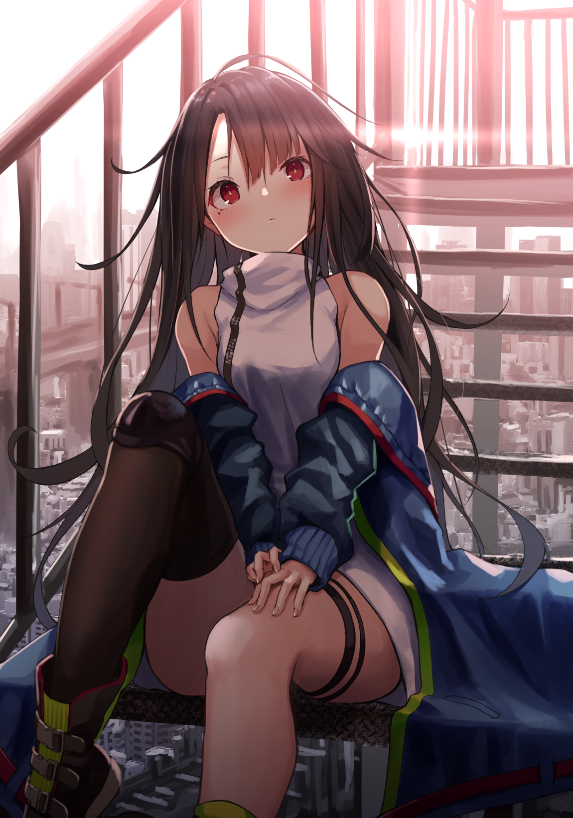 C-MS from Girls Frontline sitting on stairs HD Phone Wallpaper