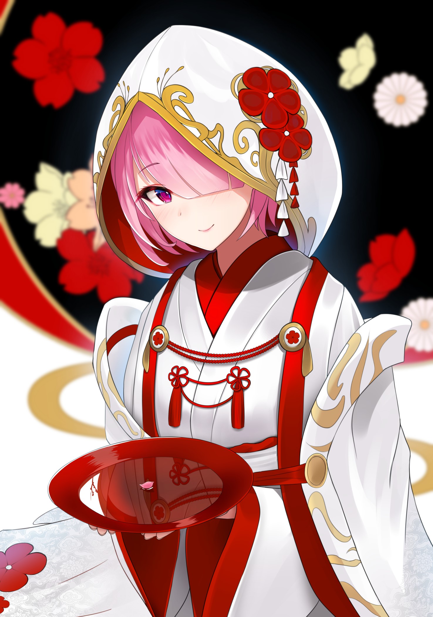 Ram from Re: Zero in traditional Japanese wedding attire HD Phone Wallpaper