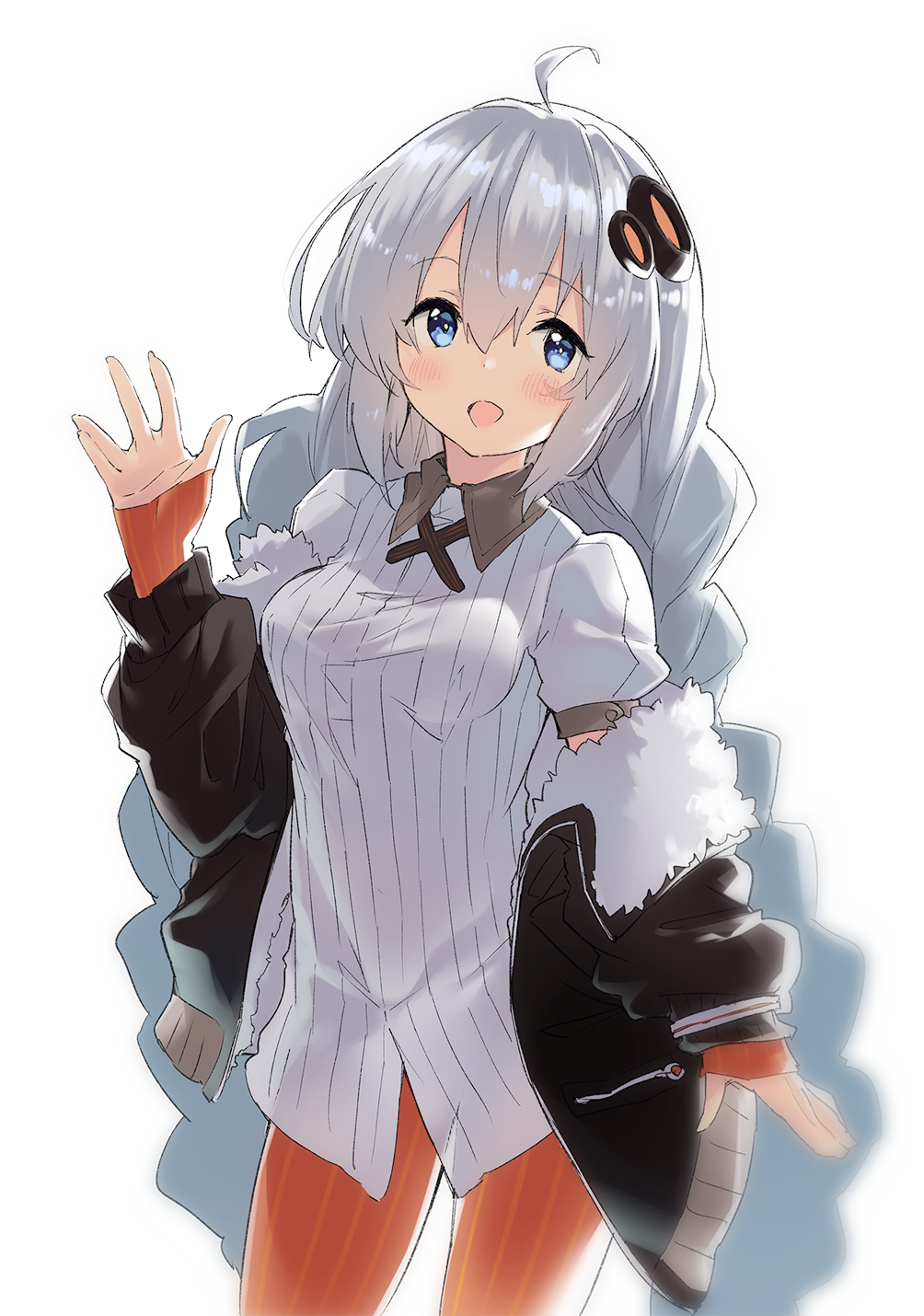 Anime girl with white hair waving HD Phone Wallpaper