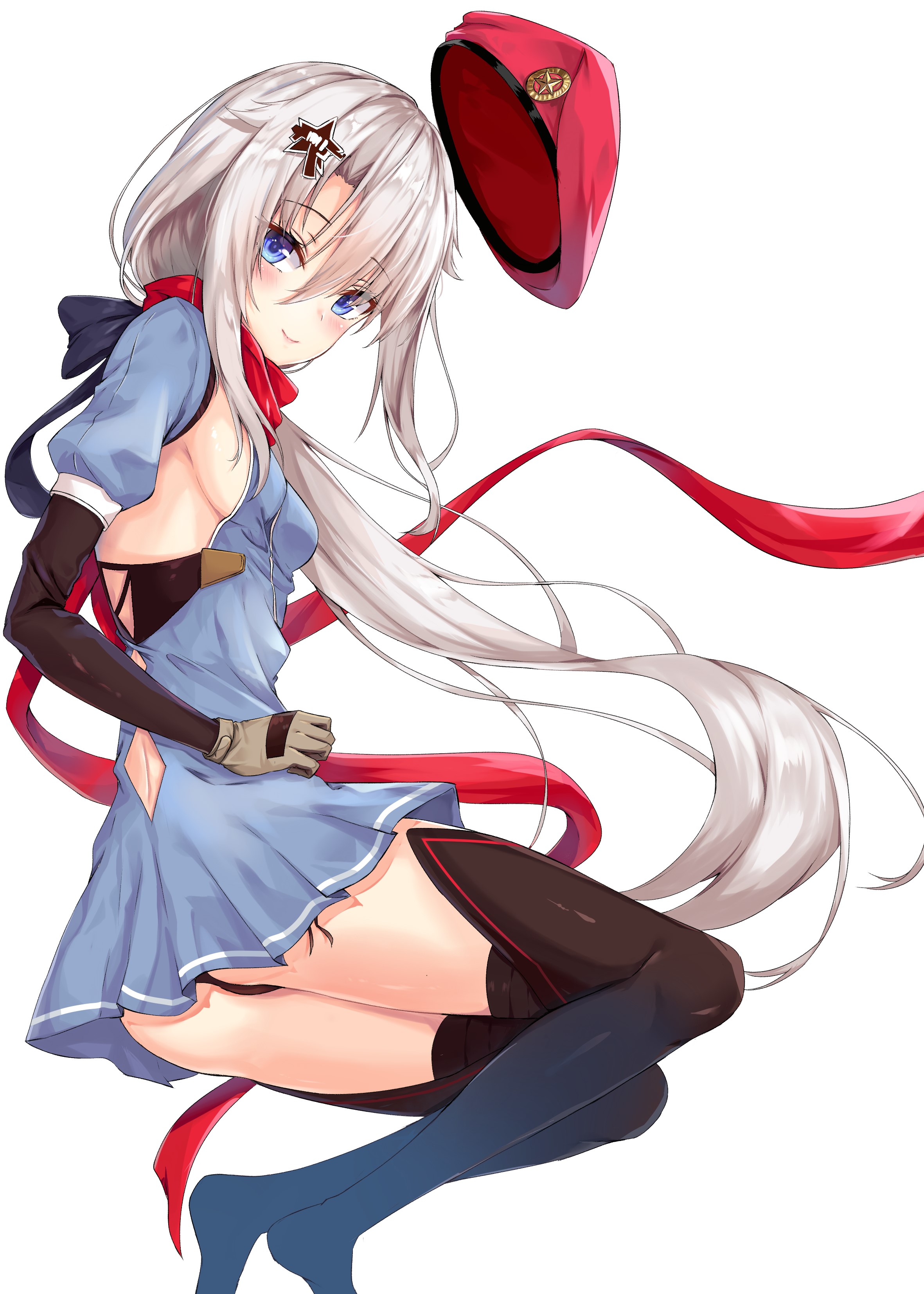 Anime girl with white hair and blue eyes HD Phone Wallpaper
