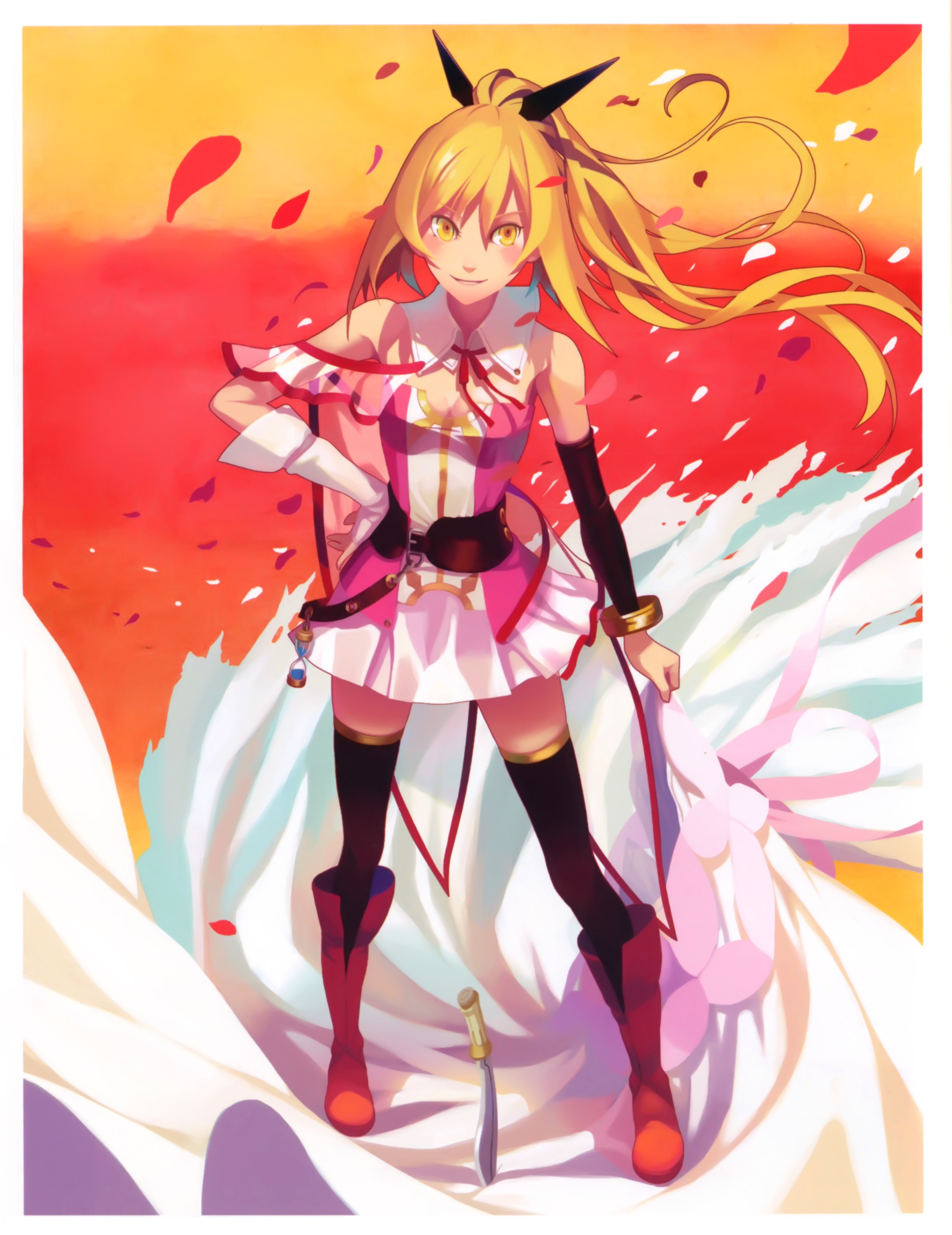 Anime girl with blonde hair and pink outfit HD Phone Wallpaper