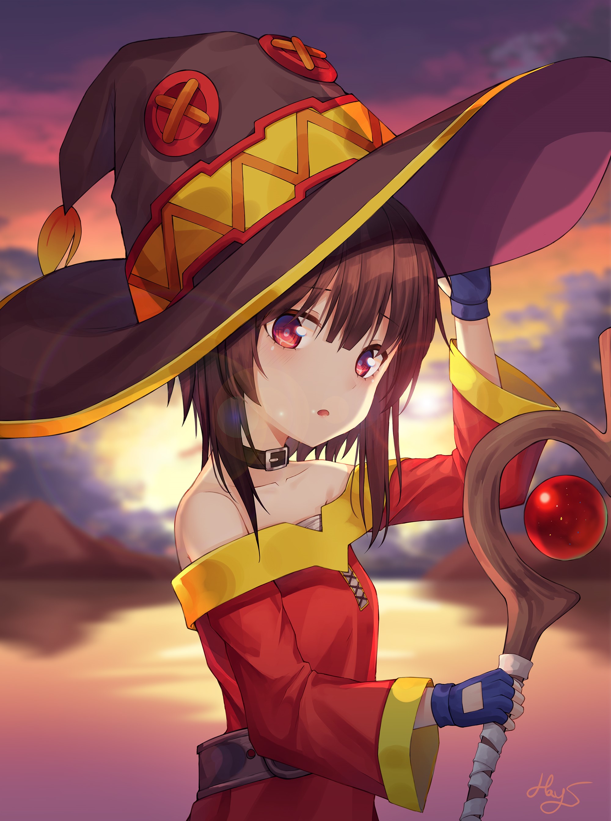 Megumin from Kono Subarashii Sekai ni Shukufuku wo! artwork HD Phone Wallpaper