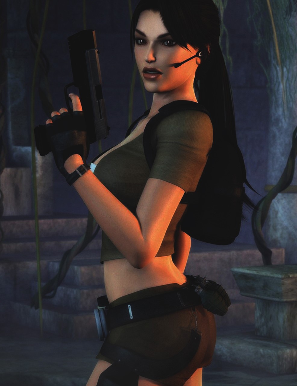 Lara Croft from Tomb Raider holding a pistol HD Phone Wallpaper