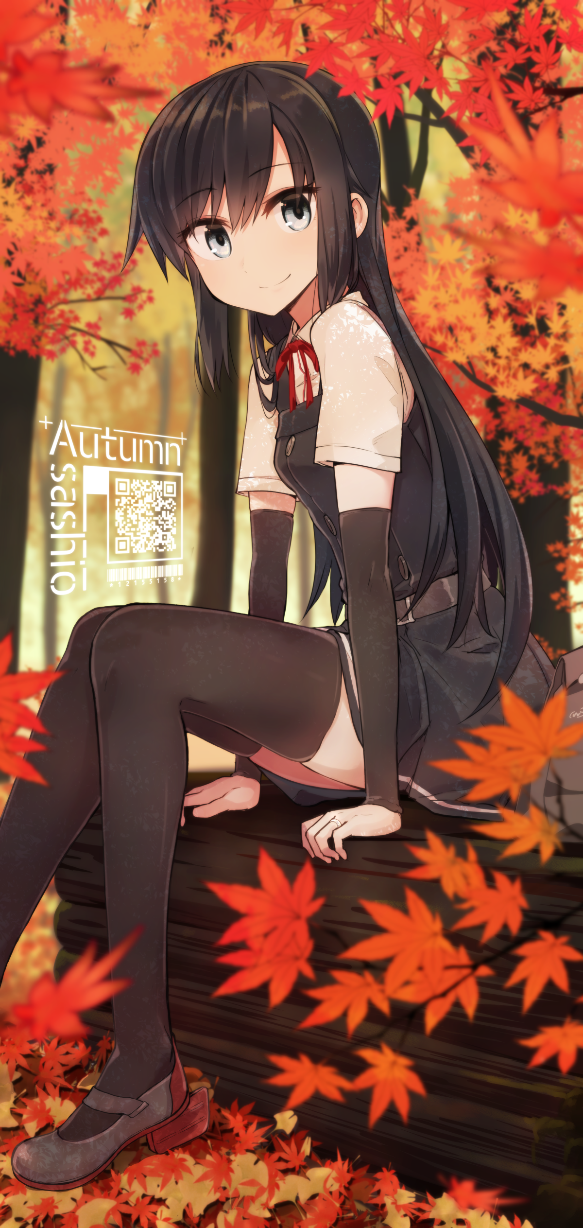 Anime girl in autumn forest HD Phone Wallpaper