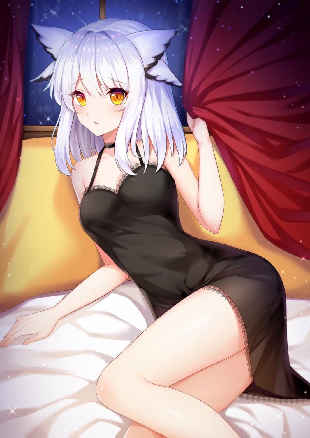 Ptilopsis from Arknights in a black dress HD Phone Wallpaper