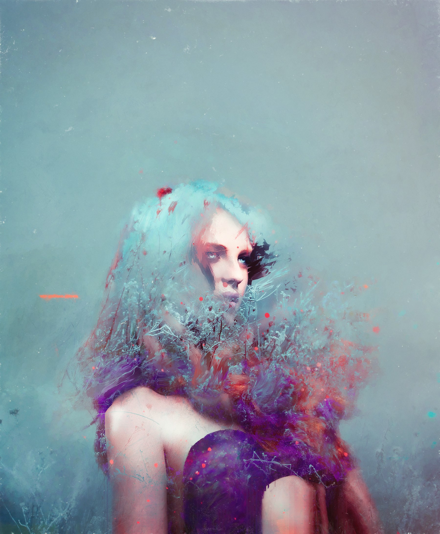 Digital illustration of a woman's portrait HD Phone Wallpaper