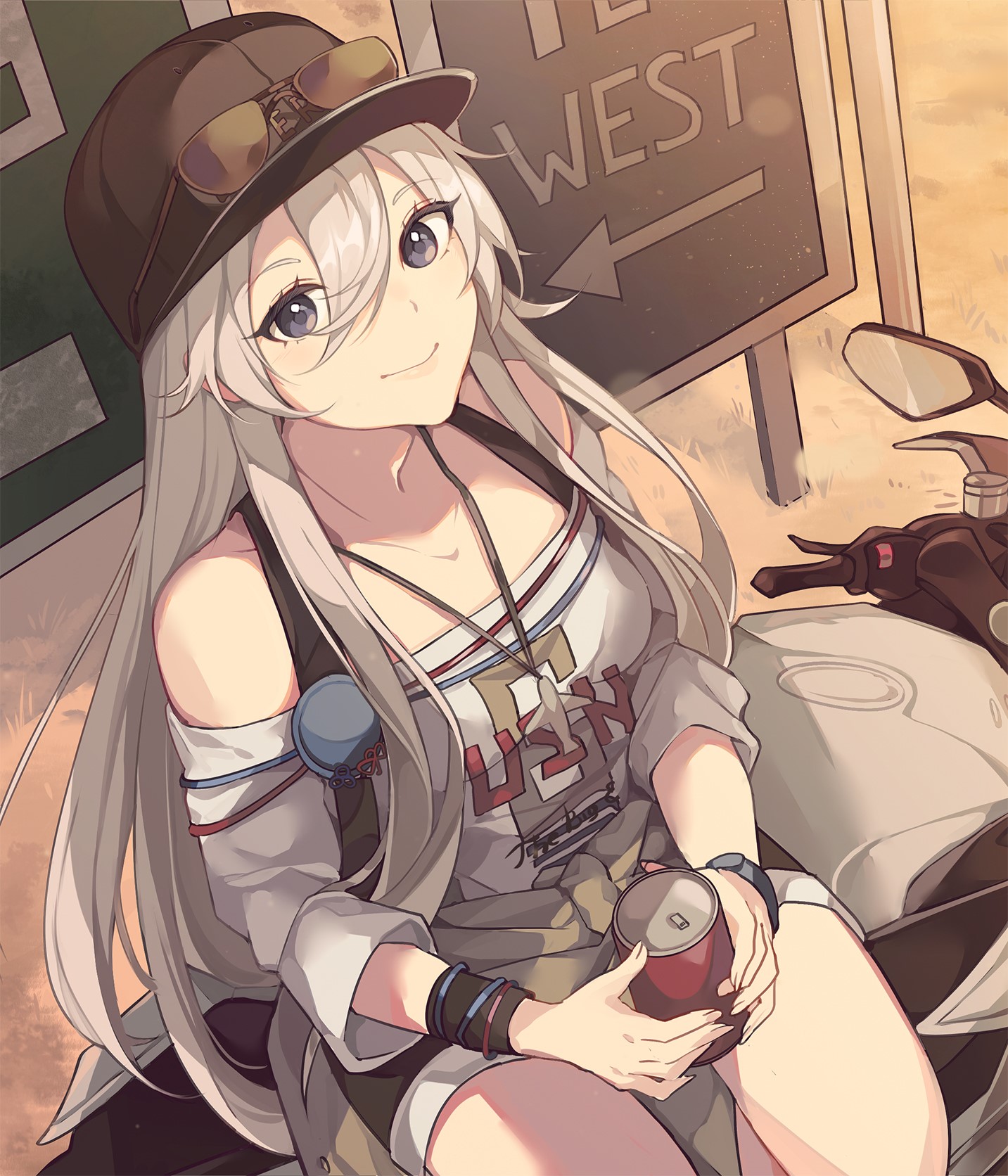Enterprise from Azur Lane sitting on a motorcycle HD Phone Wallpaper