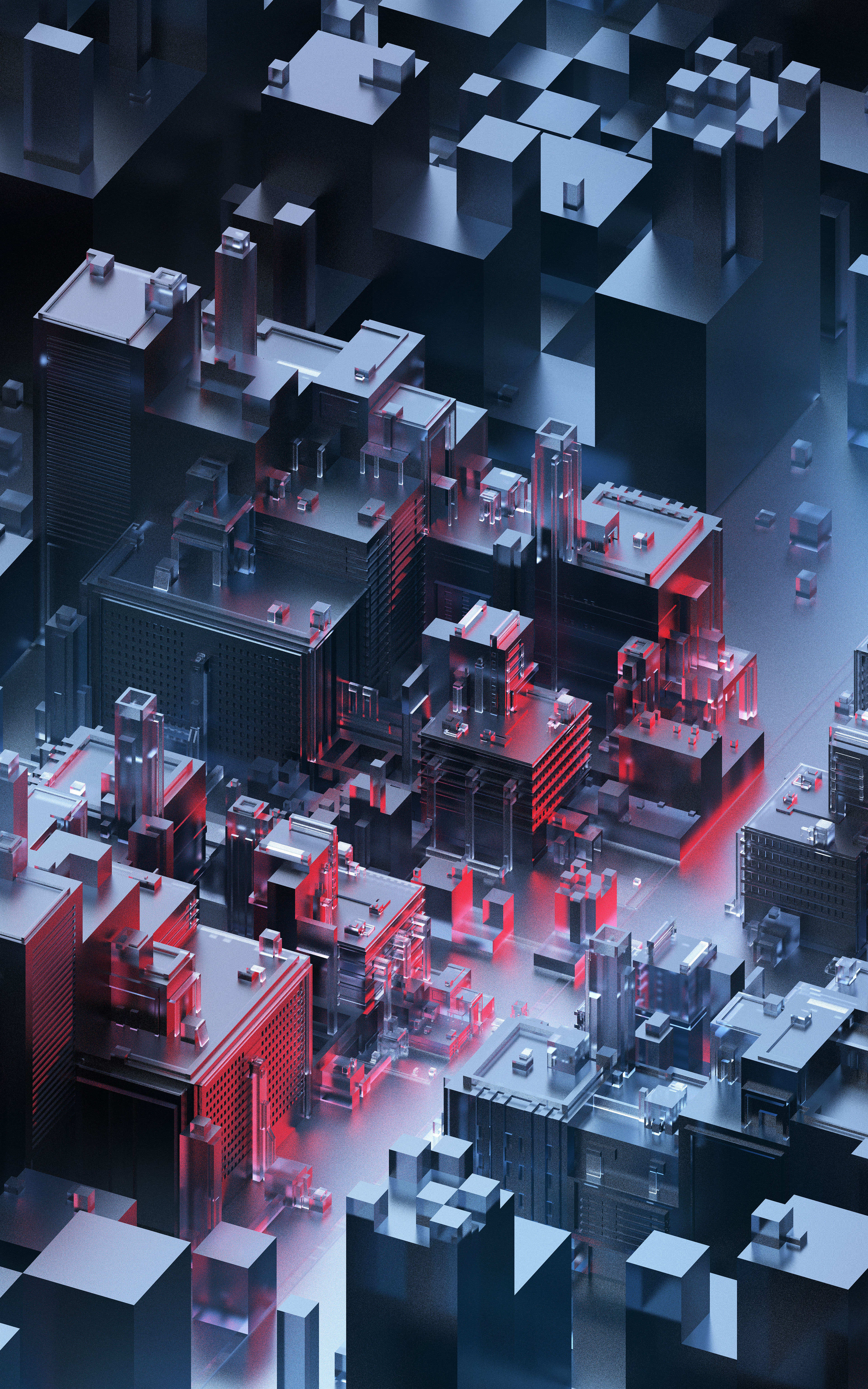 Dark 4K Abstract Cityscape with Neon Lights HD Wallpaper