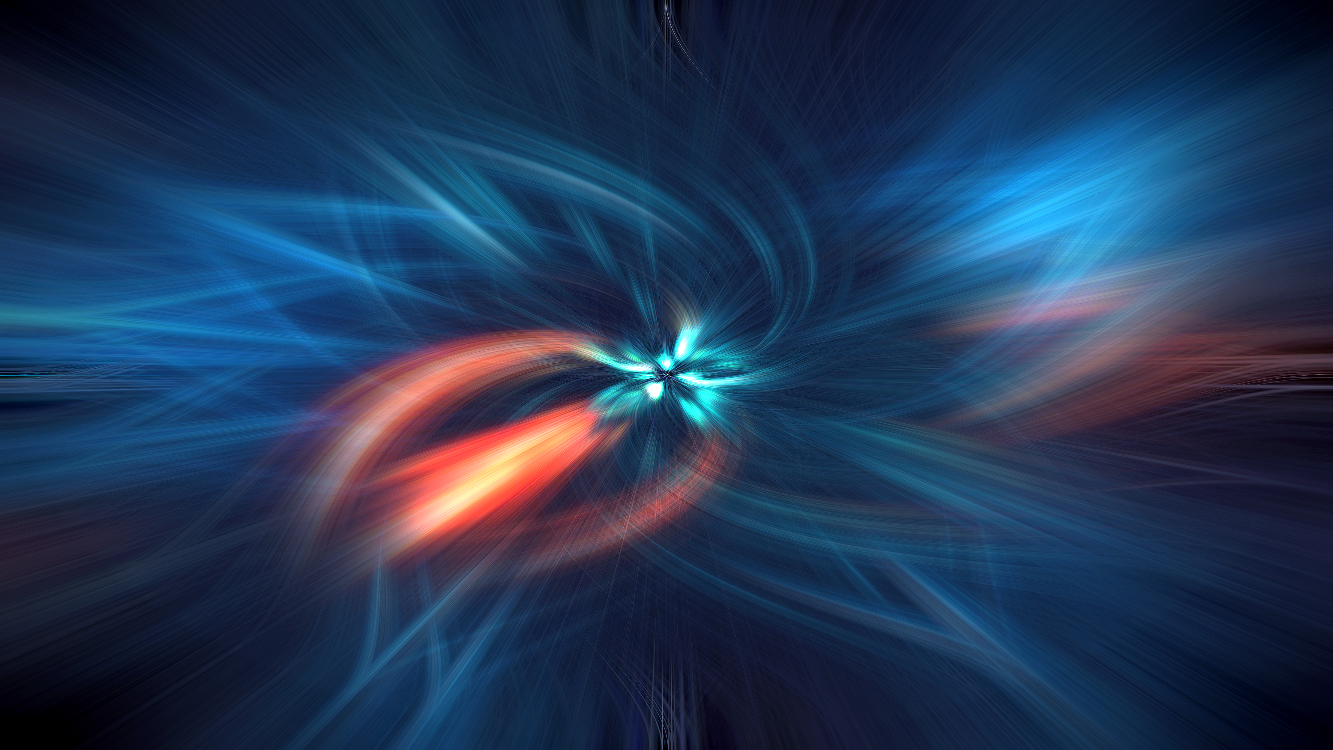Abstract Blue and Orange Energy Waves 4K HD Wallpaper