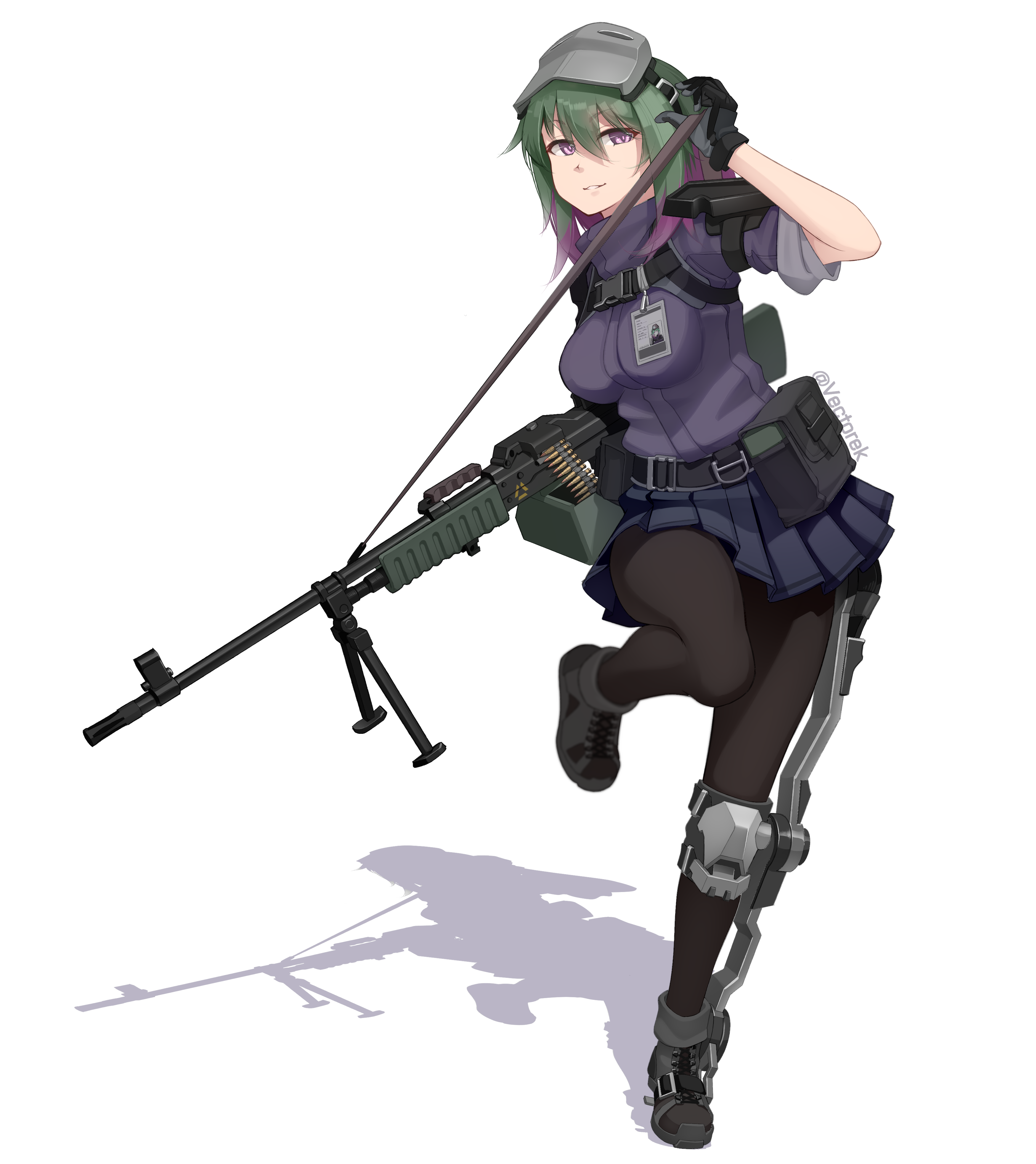 Anime Girl with Norinco QJY-88 Machine Gun HD Phone Wallpaper