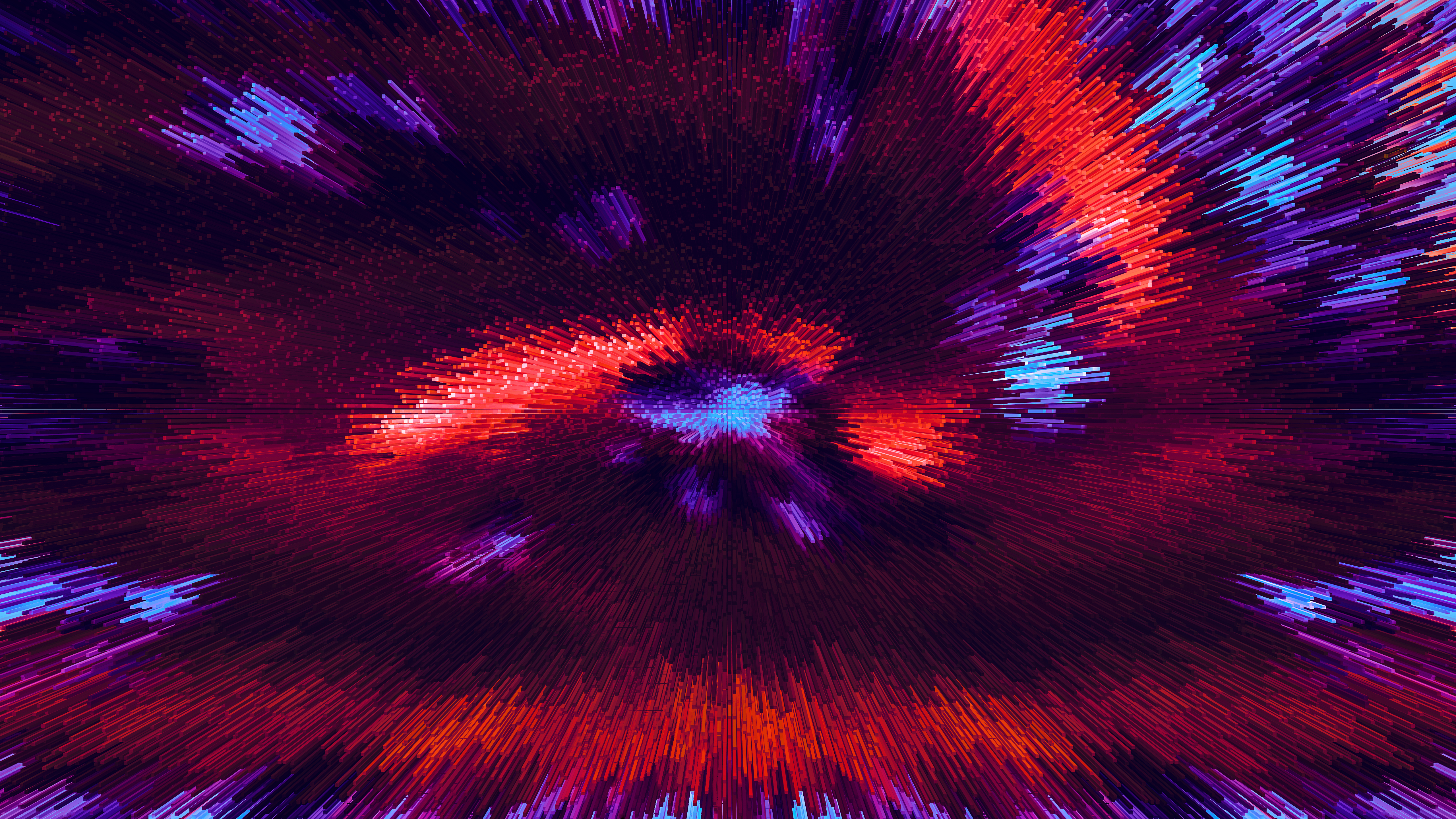Abstract fractal vortex of red, blue, and purple light HD Wallpaper