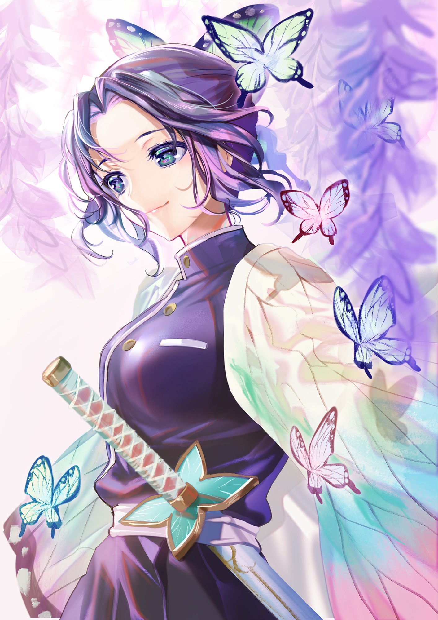 Kochou Shinobu from Kimetsu no Yaiba HD Phone Wallpaper