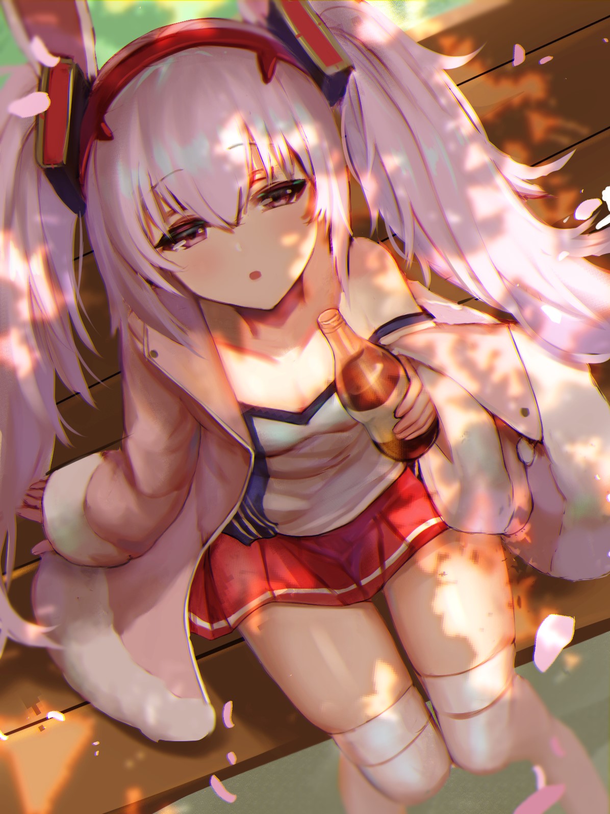Laffey from Azur Lane holding a bottle HD Phone Wallpaper