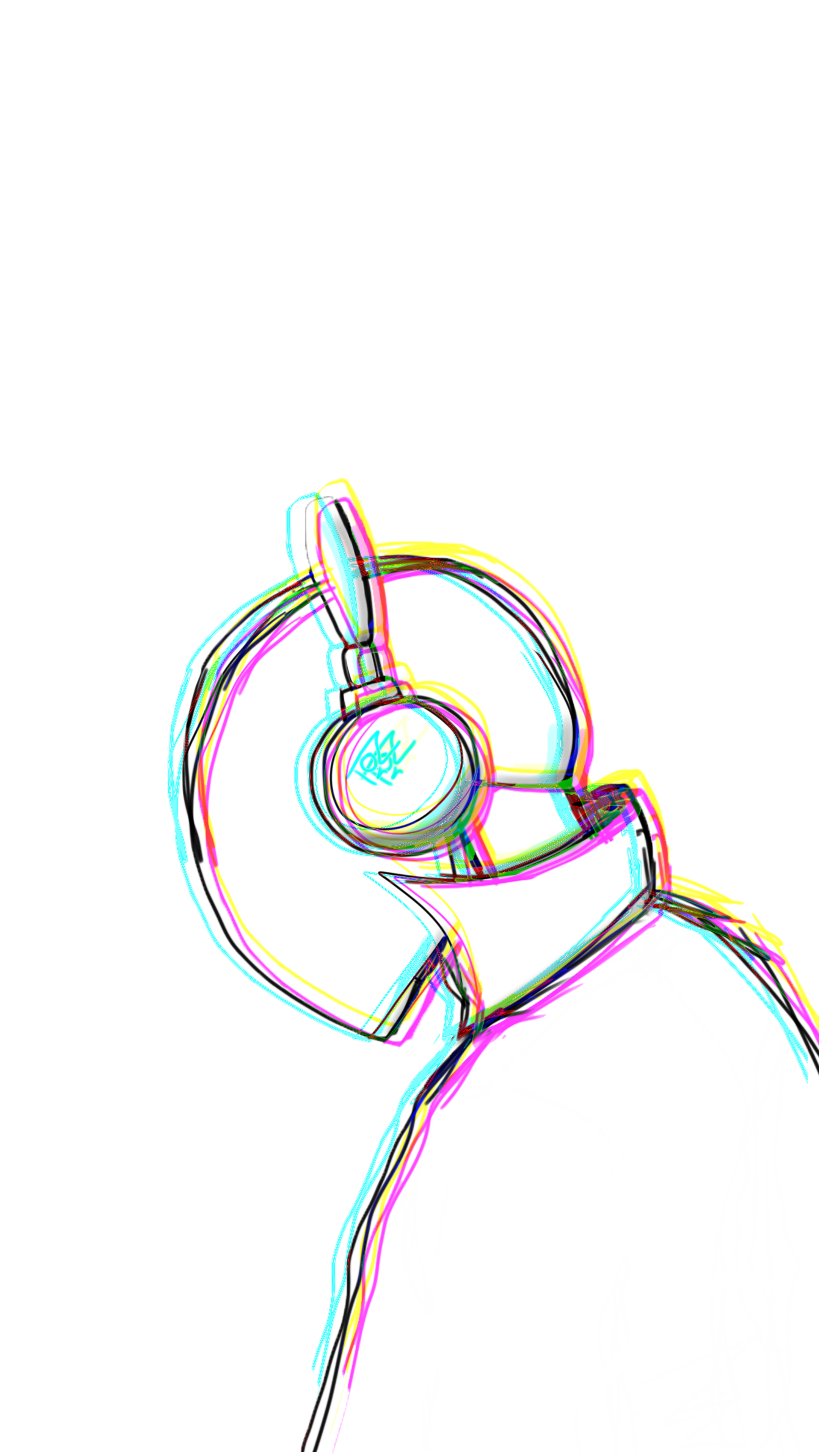 Sketch of a character wearing headphones HD Phone Wallpaper