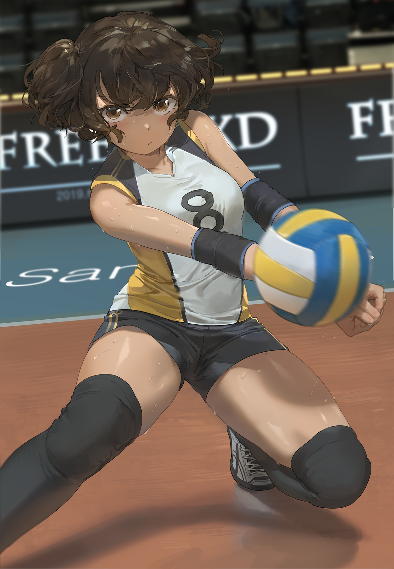 Anime girl playing volleyball HD Phone Wallpaper