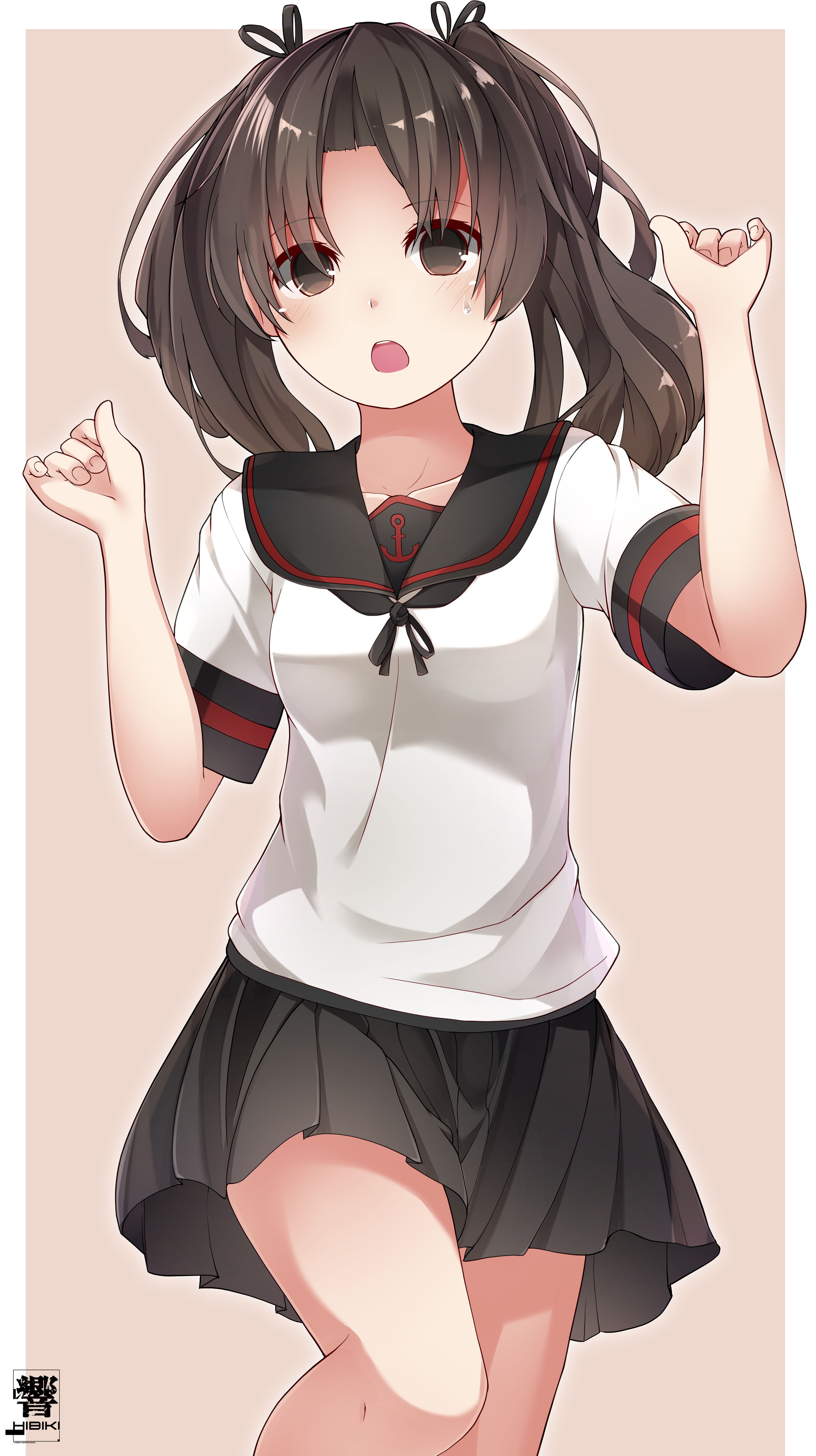 Anime girl with twin tails in sailor uniform HD Phone Wallpaper