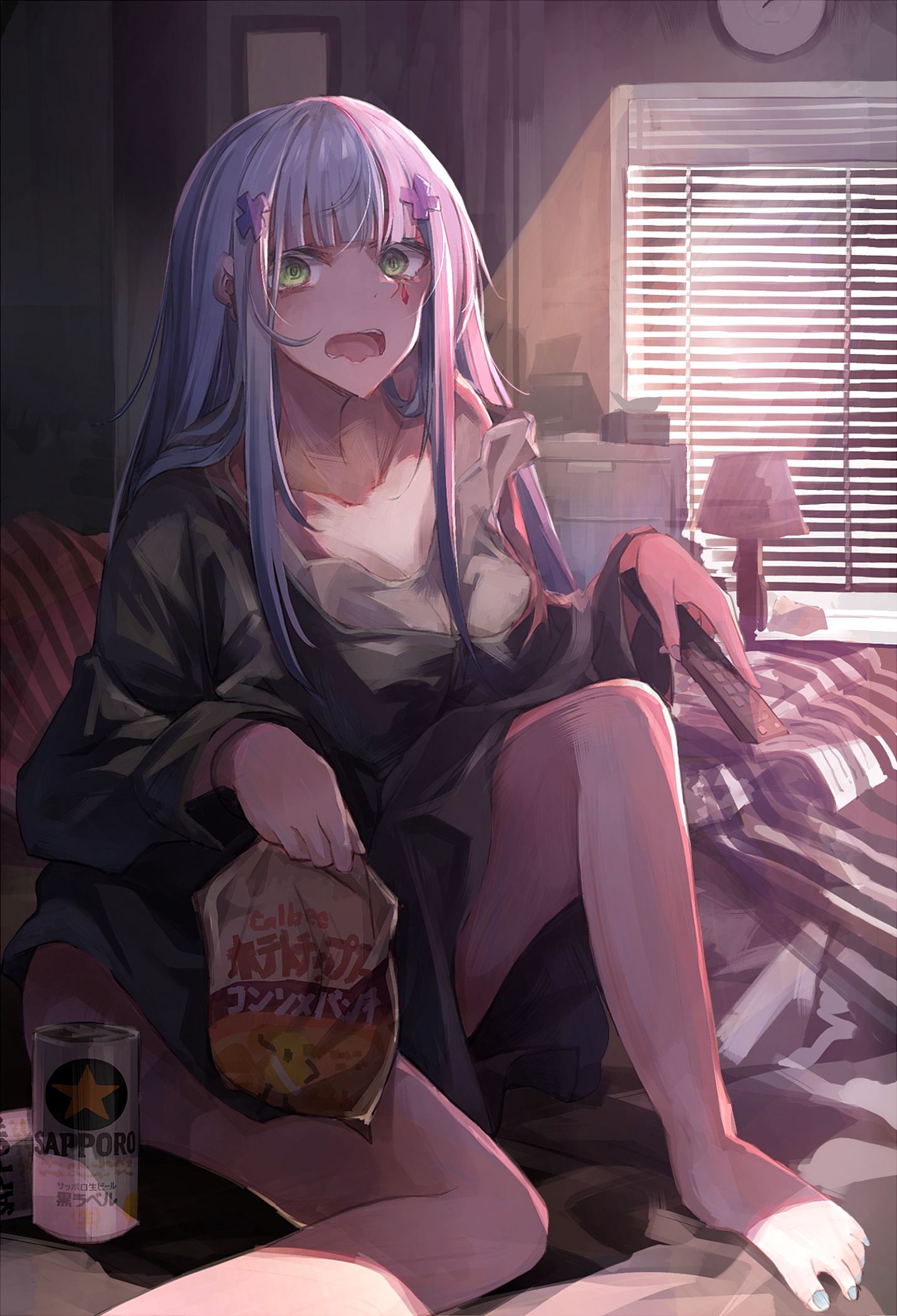 HK416 from Girls Frontline eating chips HD Phone Wallpaper