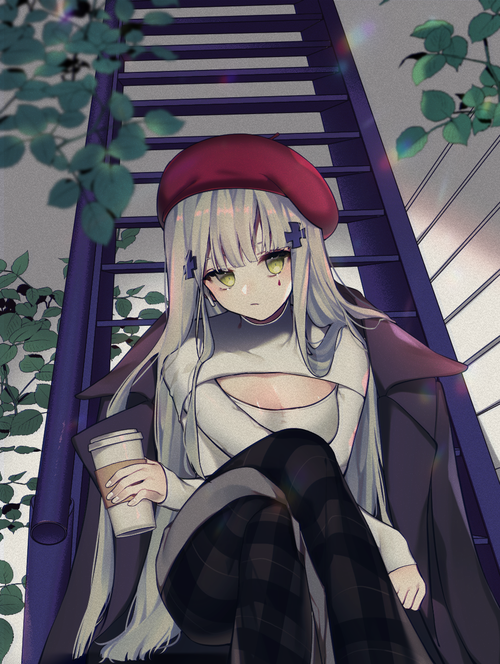 HK416 from Girls Frontline holding a coffee cup HD Phone Wallpaper