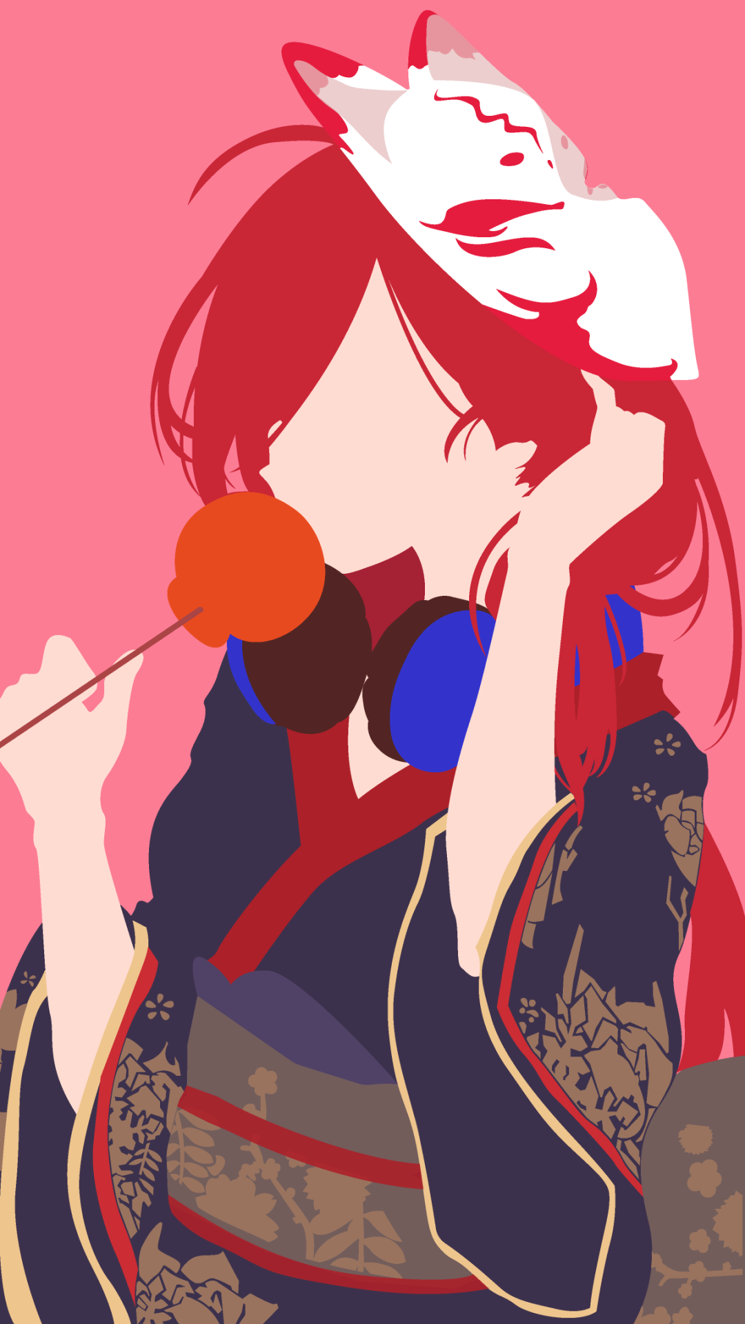 Nakano Miku from 5-toubun no Hanayome with a fox mask and headphones HD Phone Wallpaper