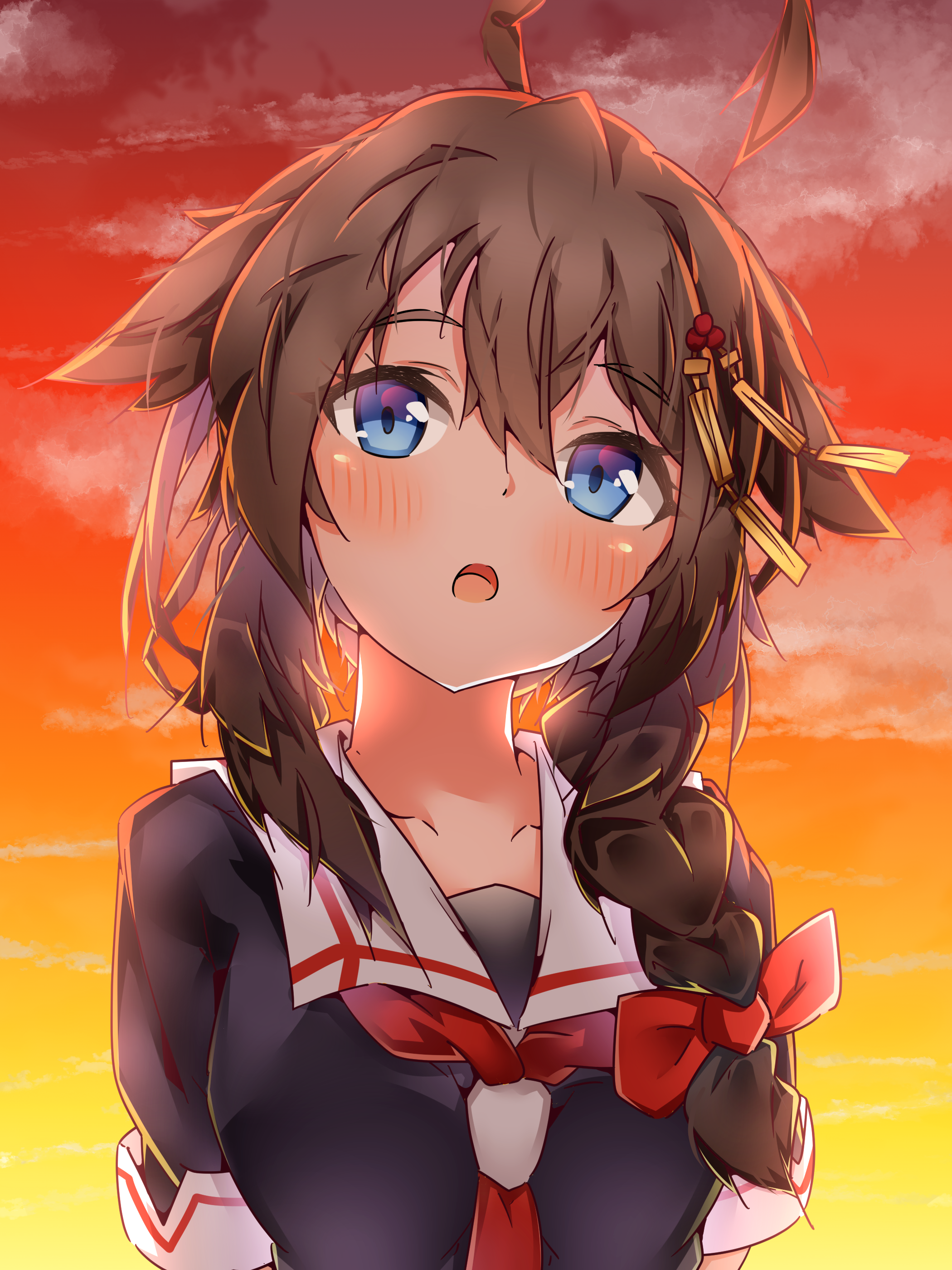 Shigure from Kantai Collection at sunset HD Phone Wallpaper