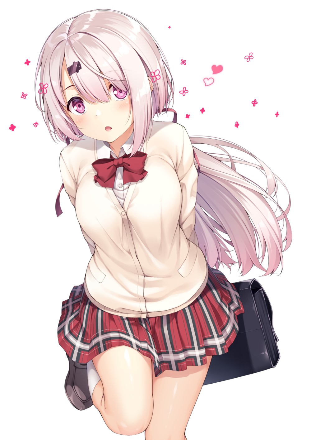 Anime girl in school uniform with pink hair HD Phone Wallpaper