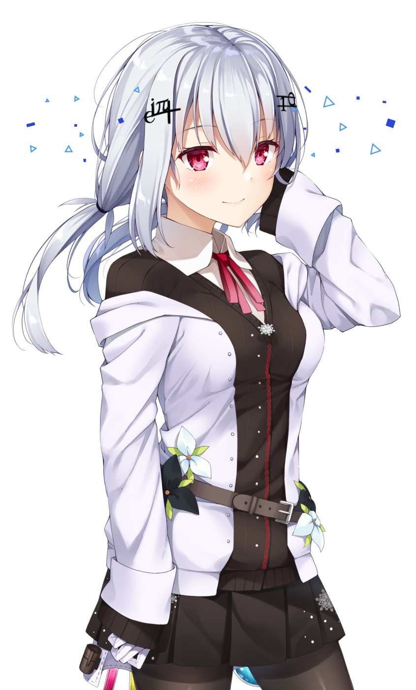 Anime girl with white hair and red eyes HD Phone Wallpaper
