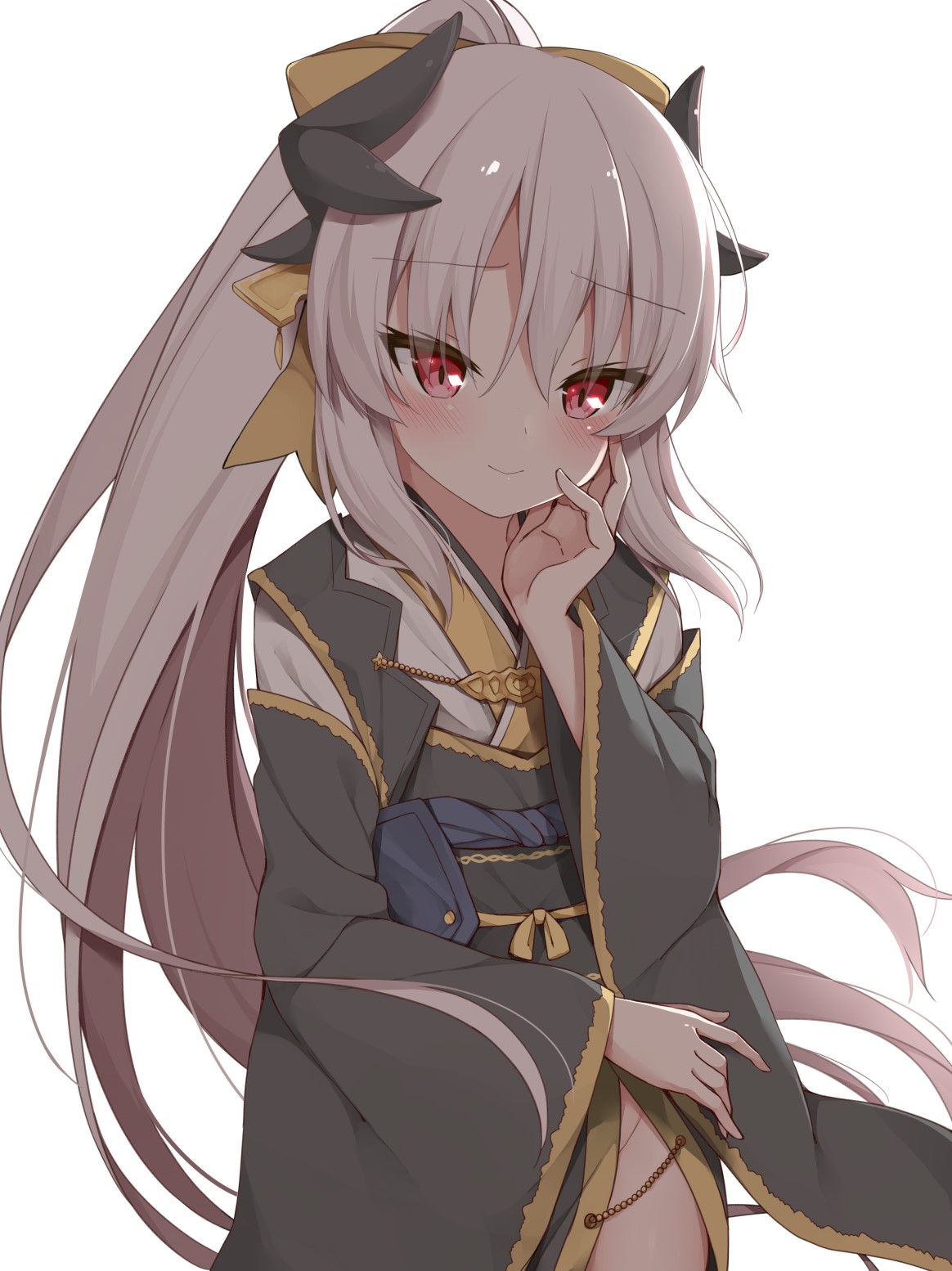 Anime girl with horns and long hair HD Phone Wallpaper