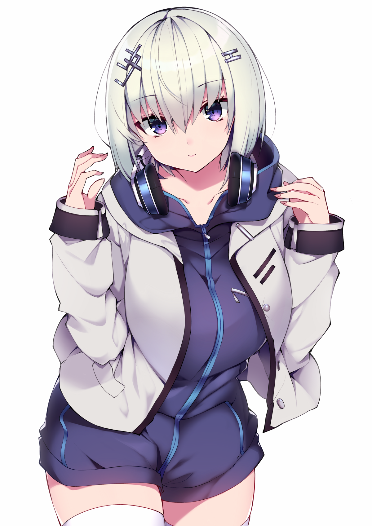 Anime girl with headphones and jacket HD Phone Wallpaper