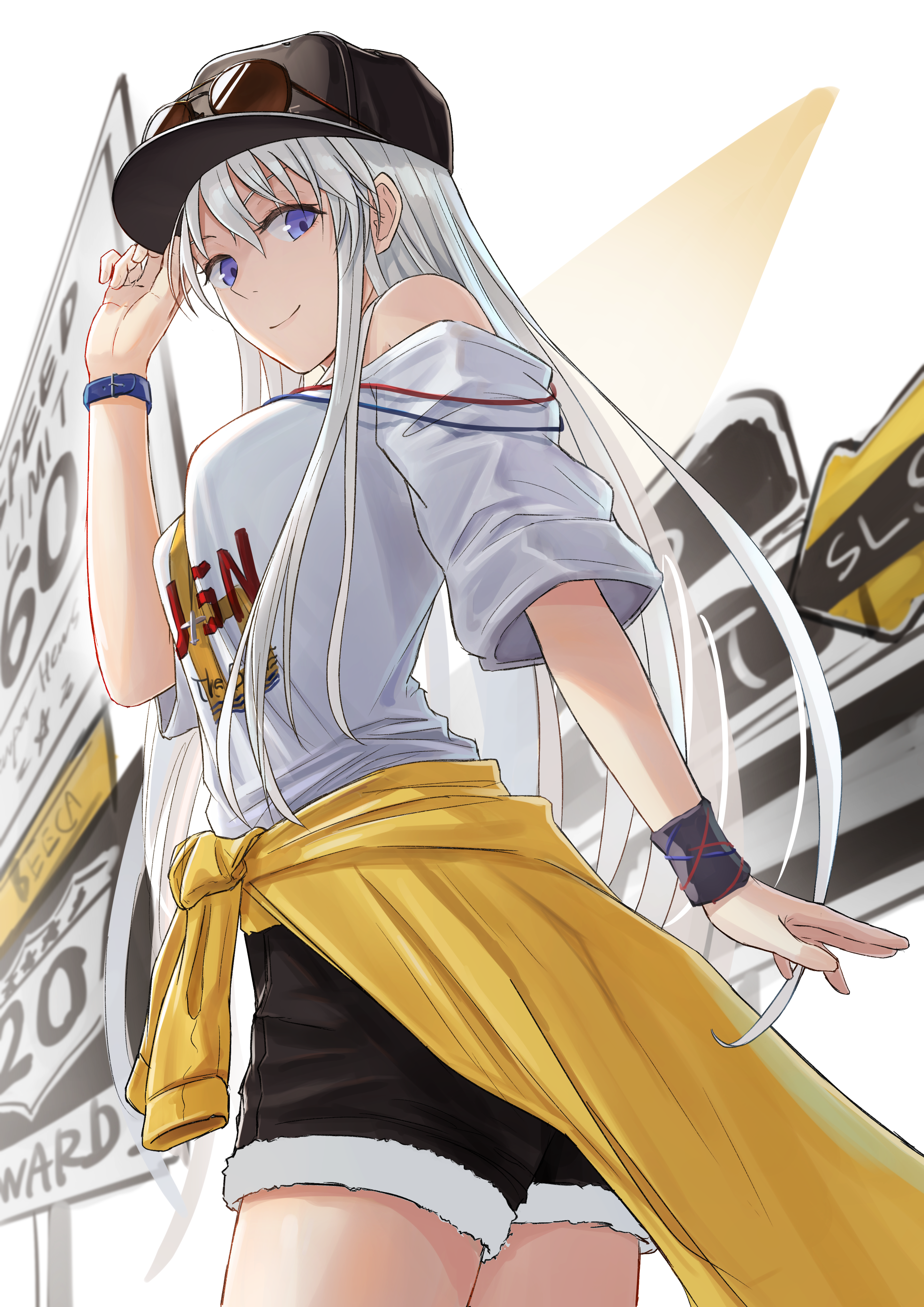 Anime girl with white hair and sunglasses HD Phone Wallpaper
