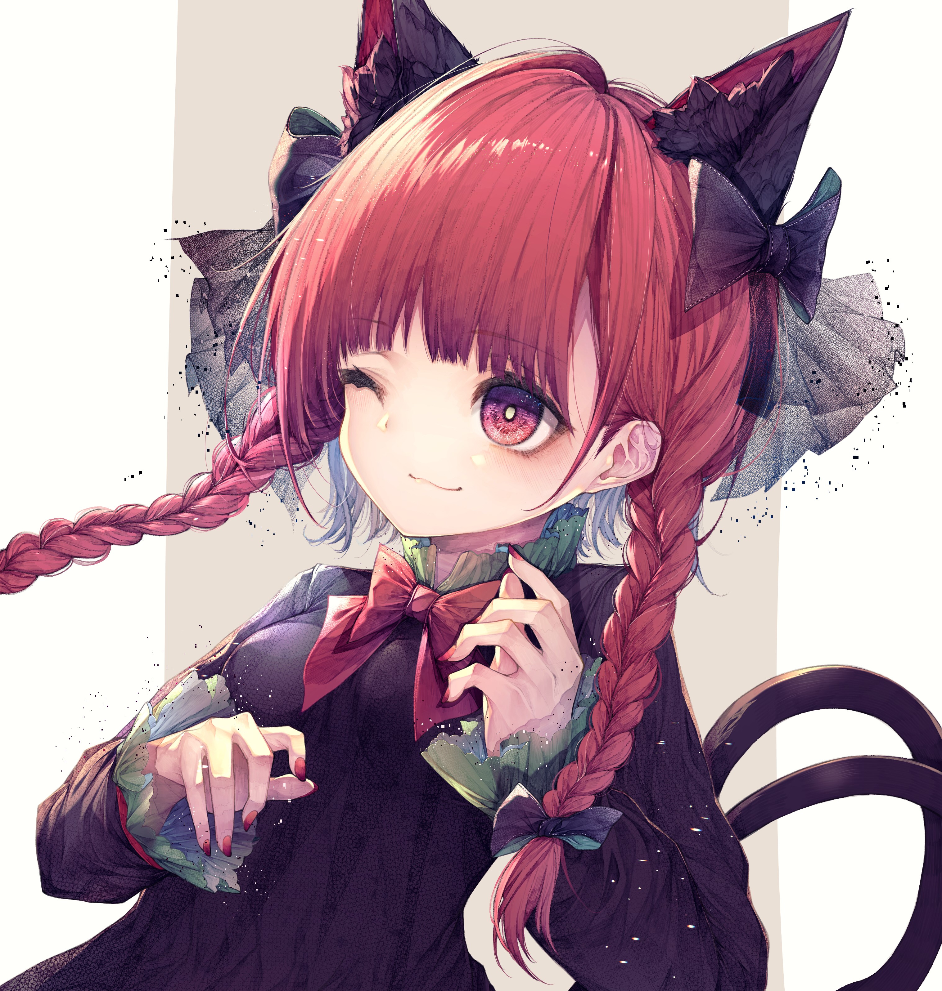 Anime girl with cat ears and pink hair HD Phone Wallpaper