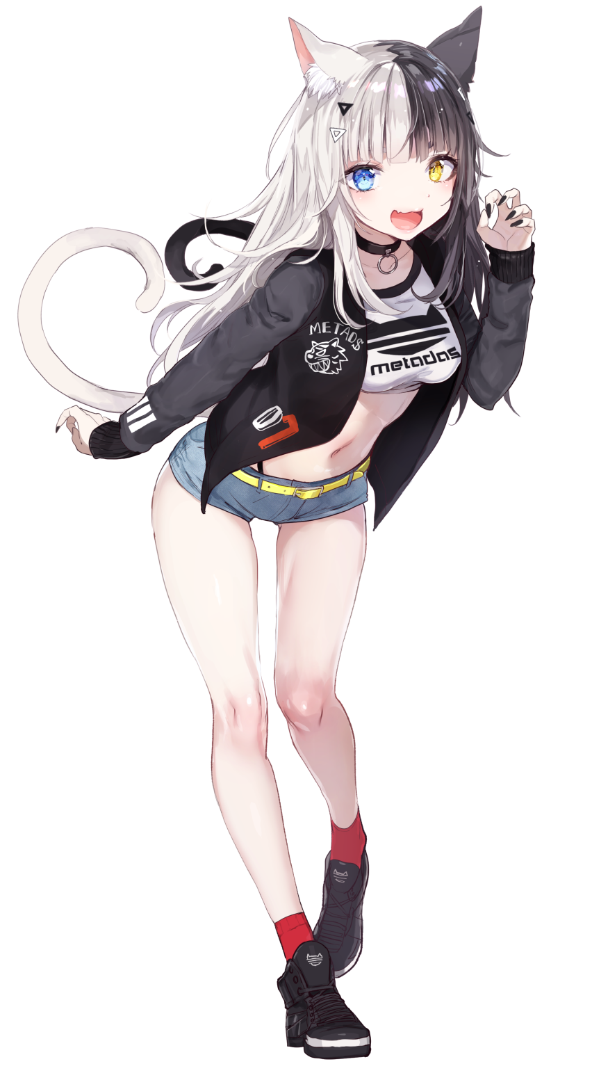 Anime girl with cat ears and heterochromia HD Phone Wallpaper