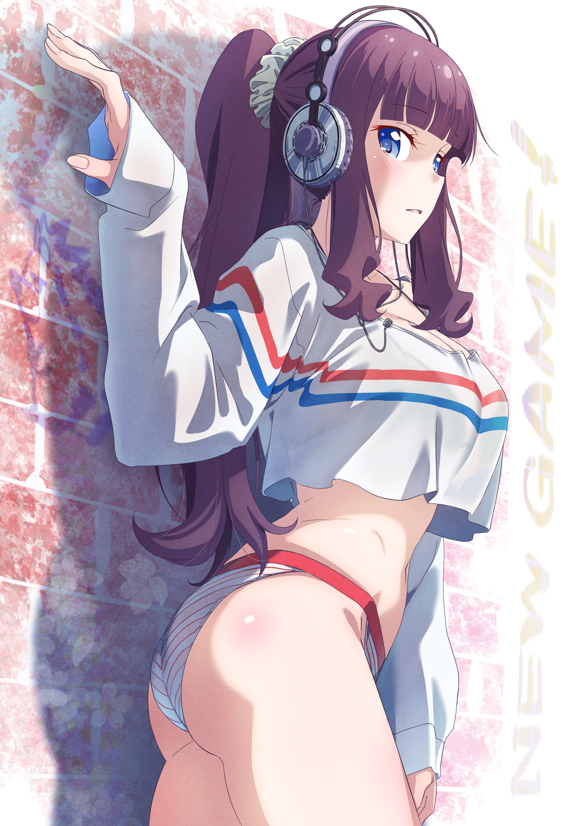 Hifumi Takimoto from New Game! leaning against a wall HD Phone Wallpaper